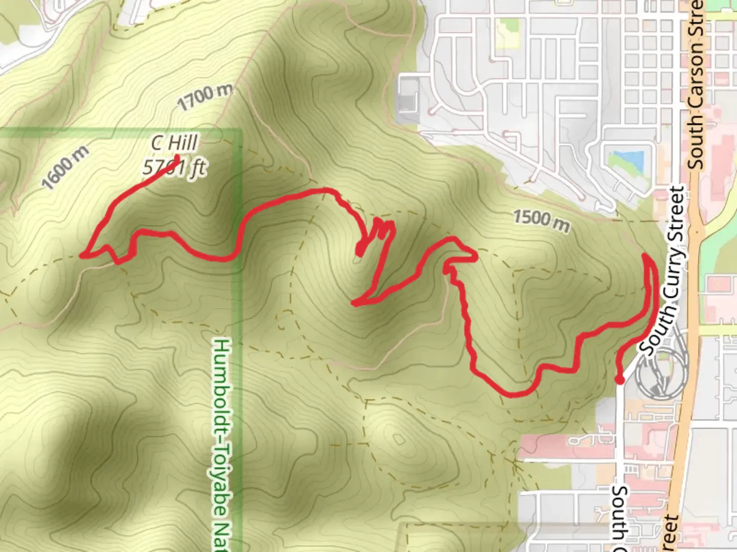 An image depicting the trail C Hill via E Z Trail and its surrounding area.