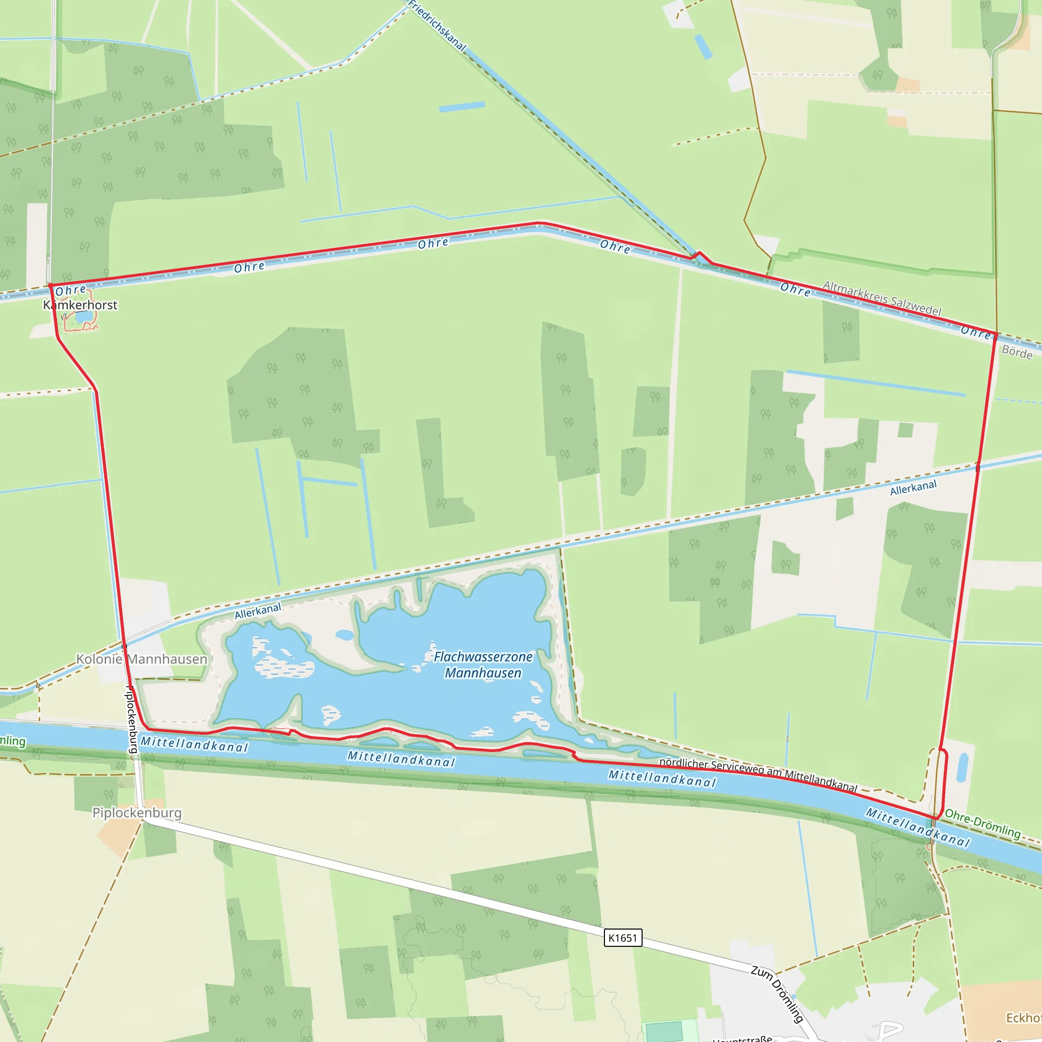 Flachwasserzone Mannhausen via Wanderweg Mannhausen mobile static map