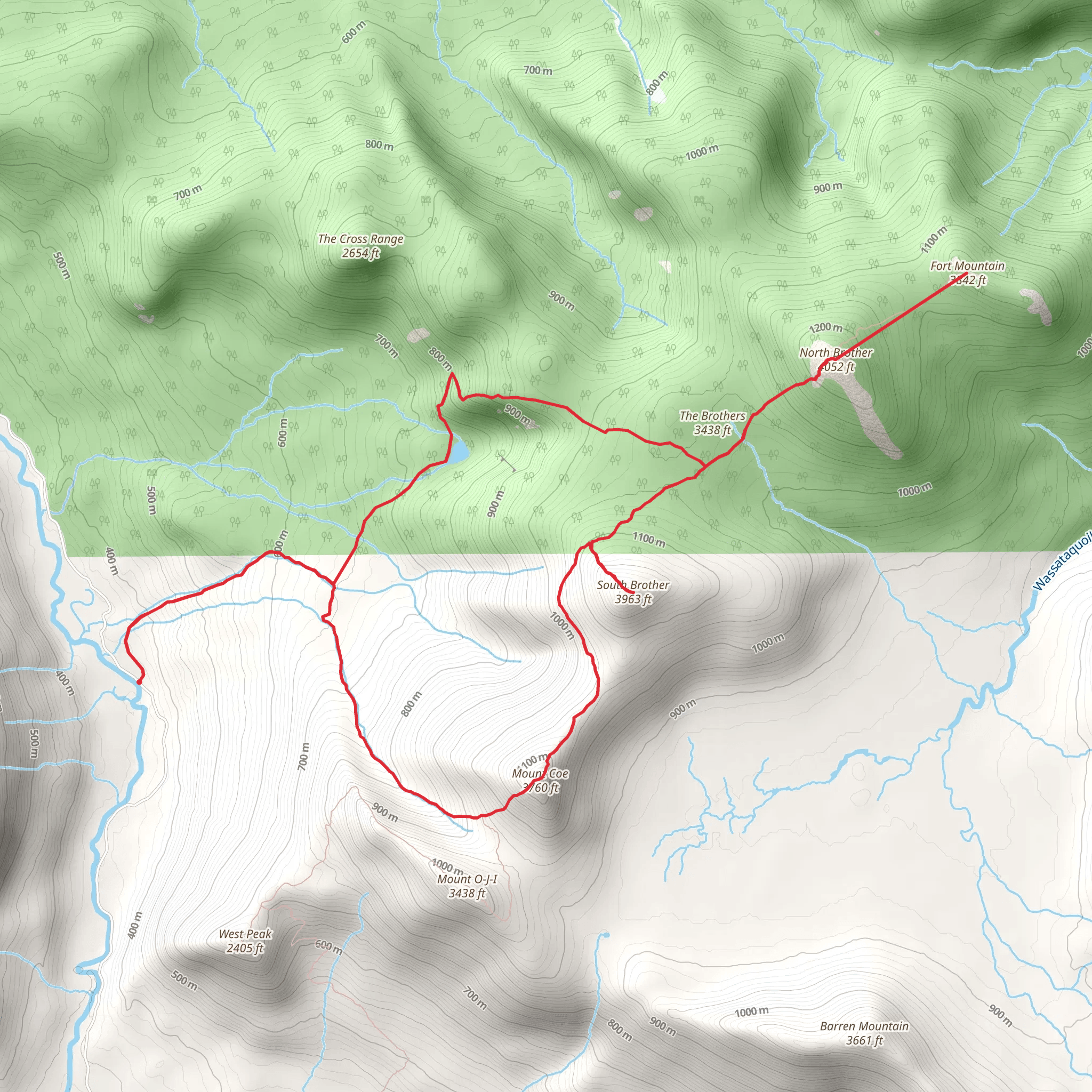 Fort Mountain and South Brother Trail Loop mobile static map