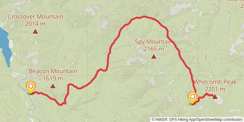 Whitecomb Peak via Upper Twin Creek Trail stage 4 Map