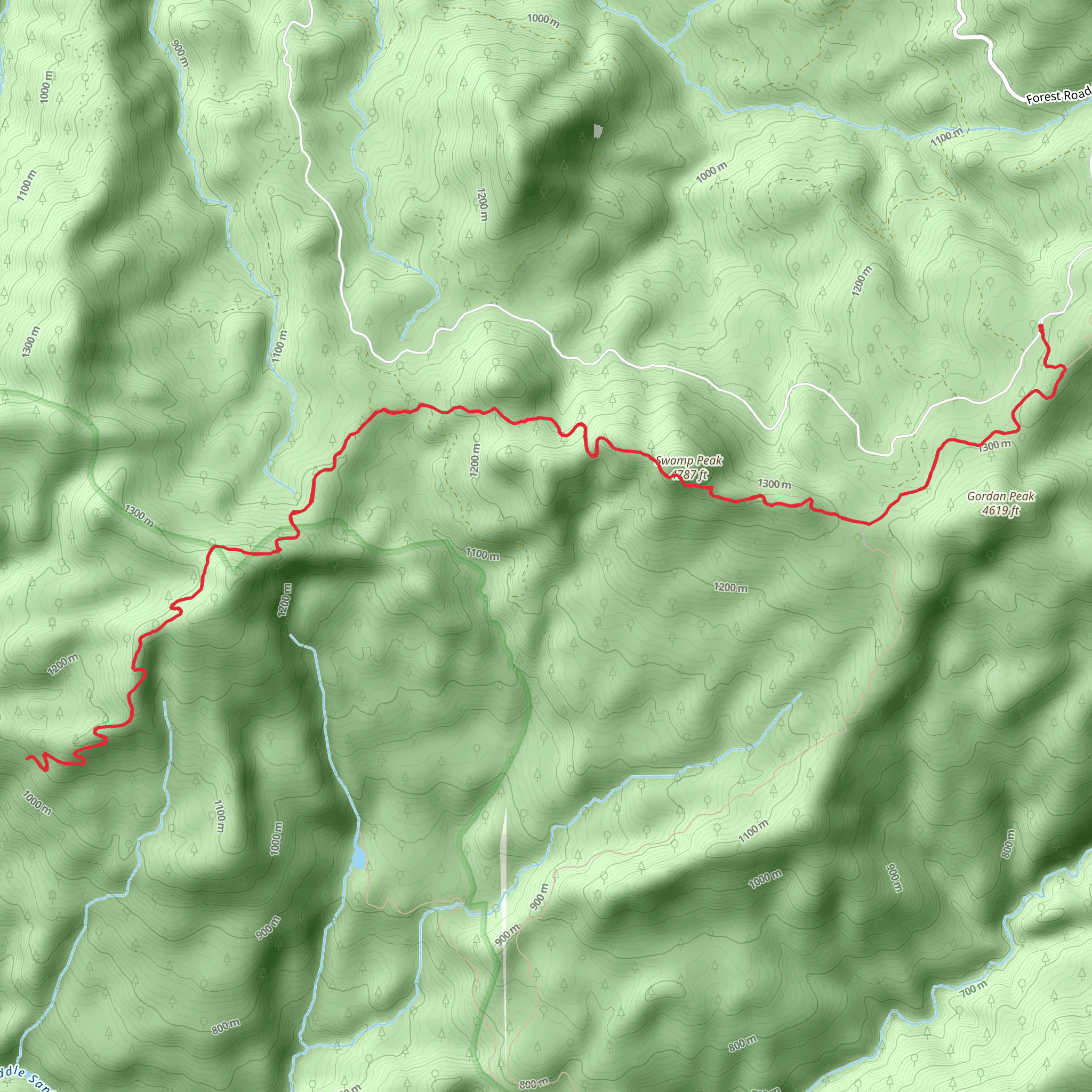 Swamp Peak via Gordon Peak Trail mobile static map