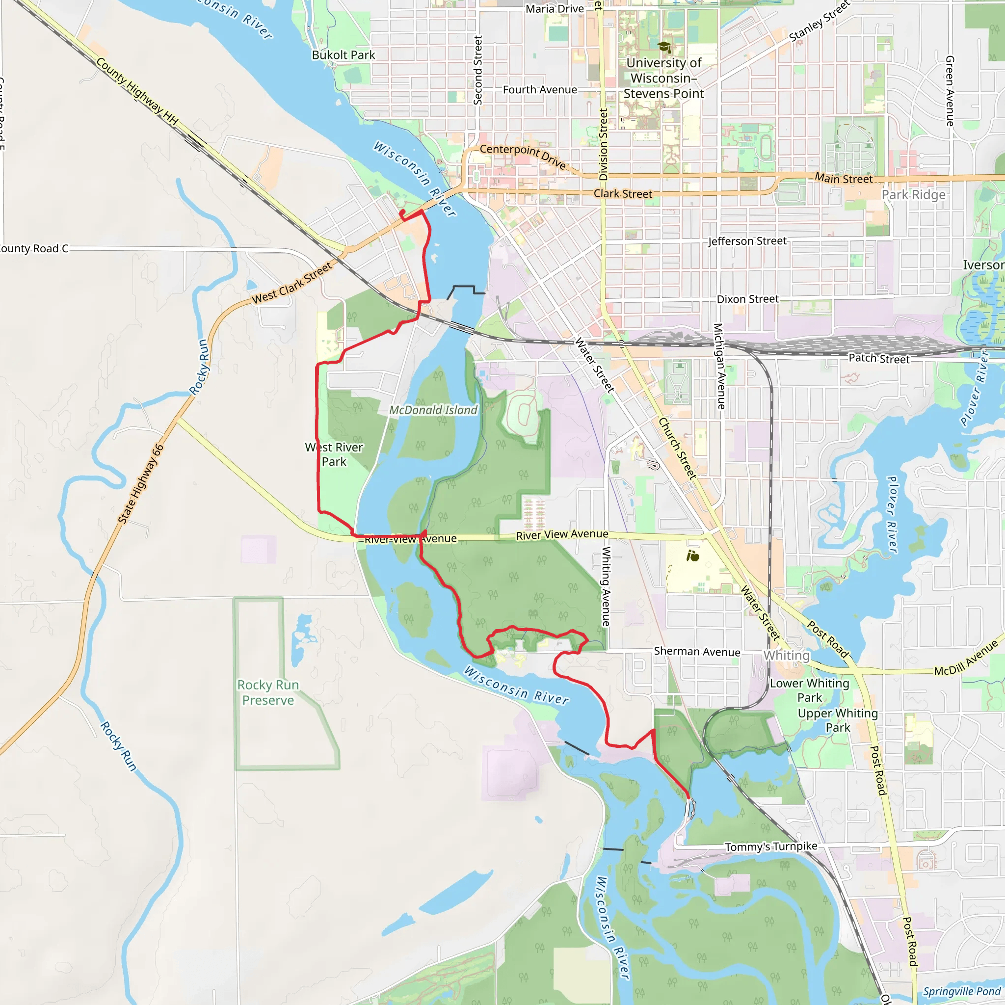 Mead Park to Whiting COnservation Area mobile static map