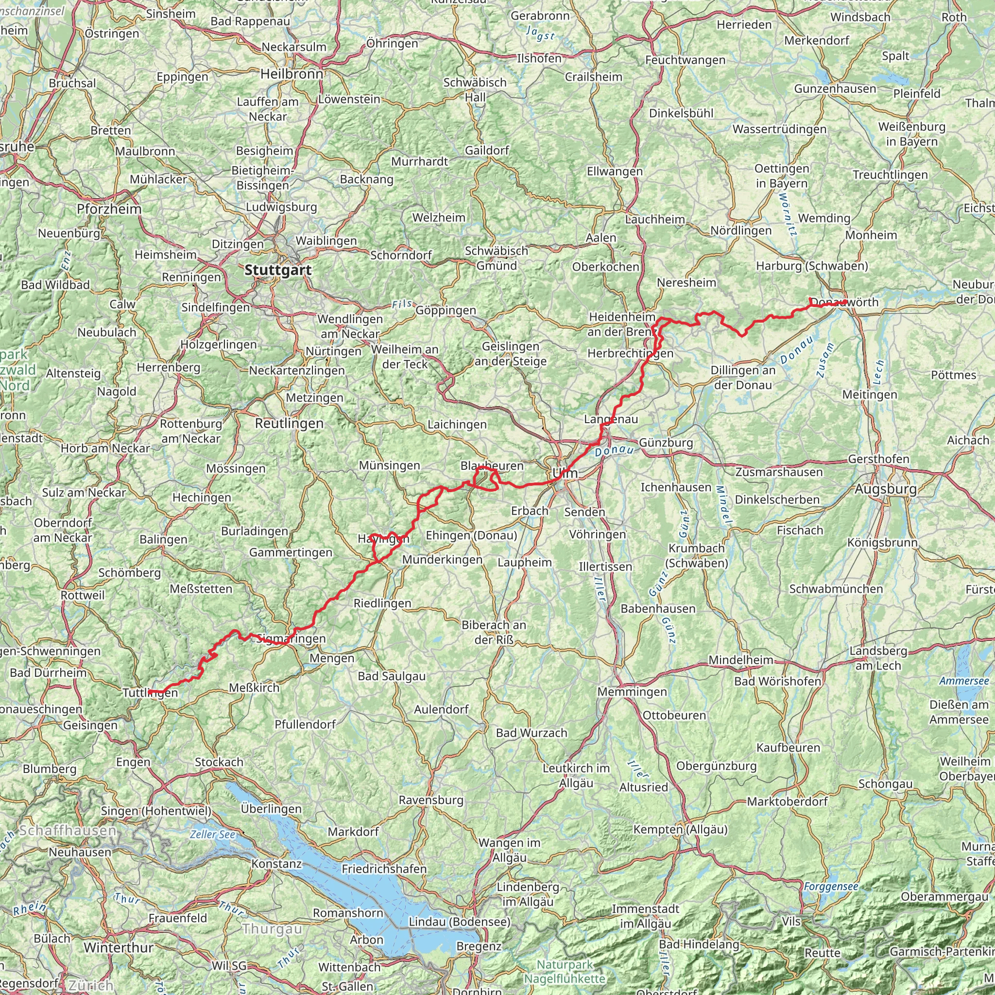 Schwäbische Alb Südrand - Weg HW 2 mobile static map