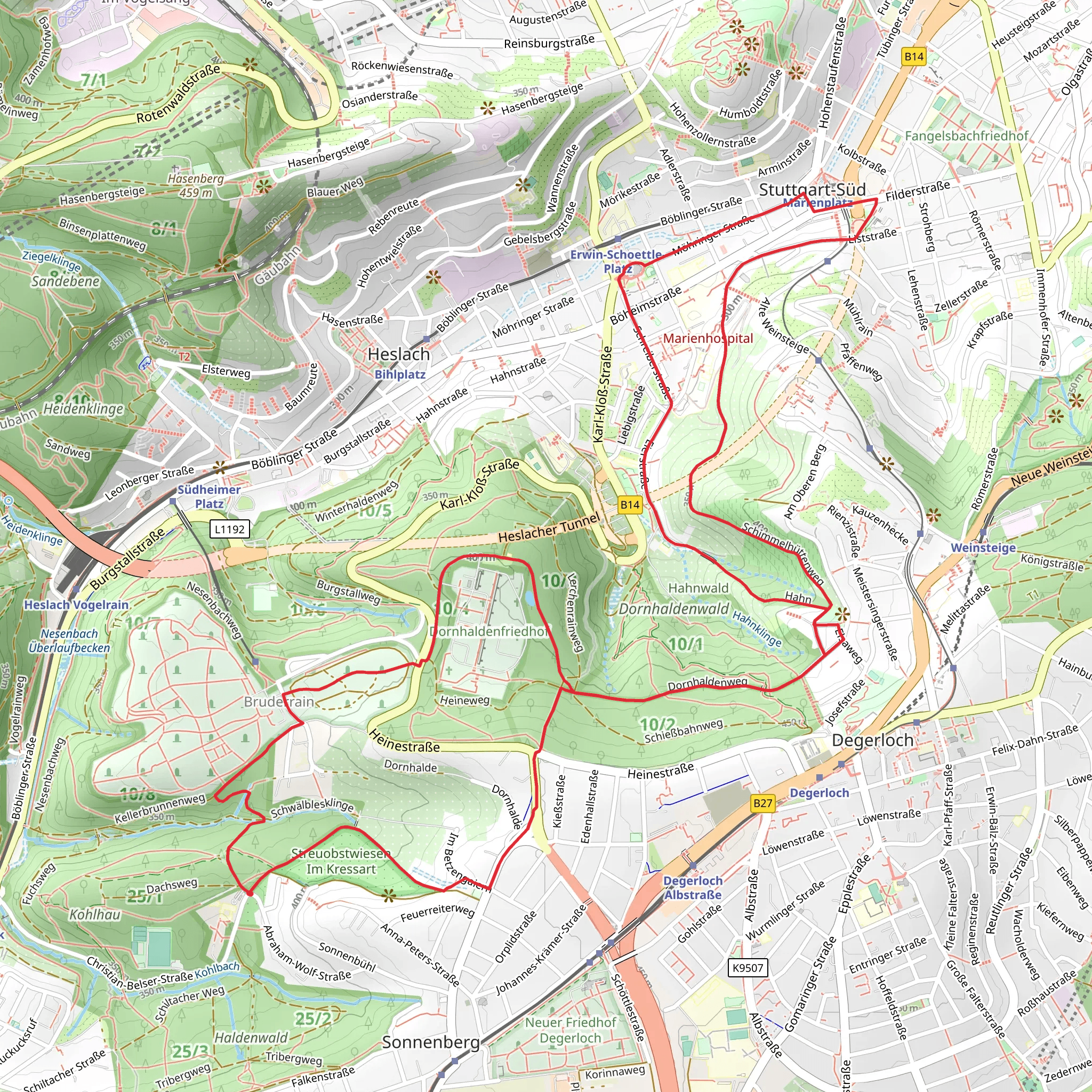 Kellerbrunnenweg and Dornhaldenweg Loop mobile static map