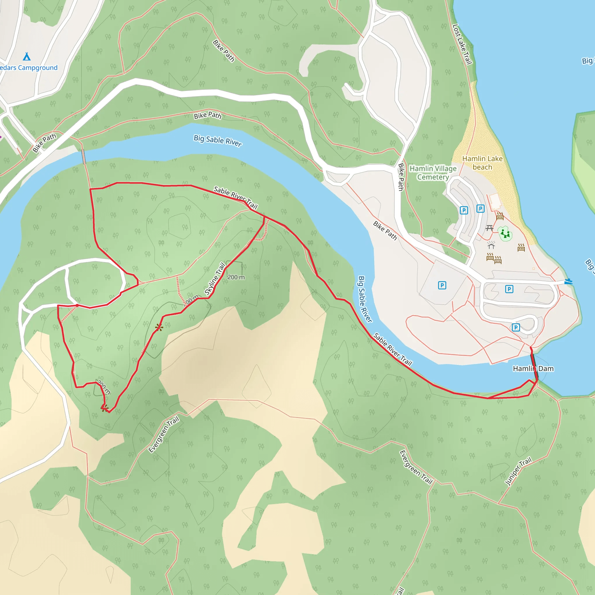 Sable River Trail and Skyline Trail Loop mobile static map