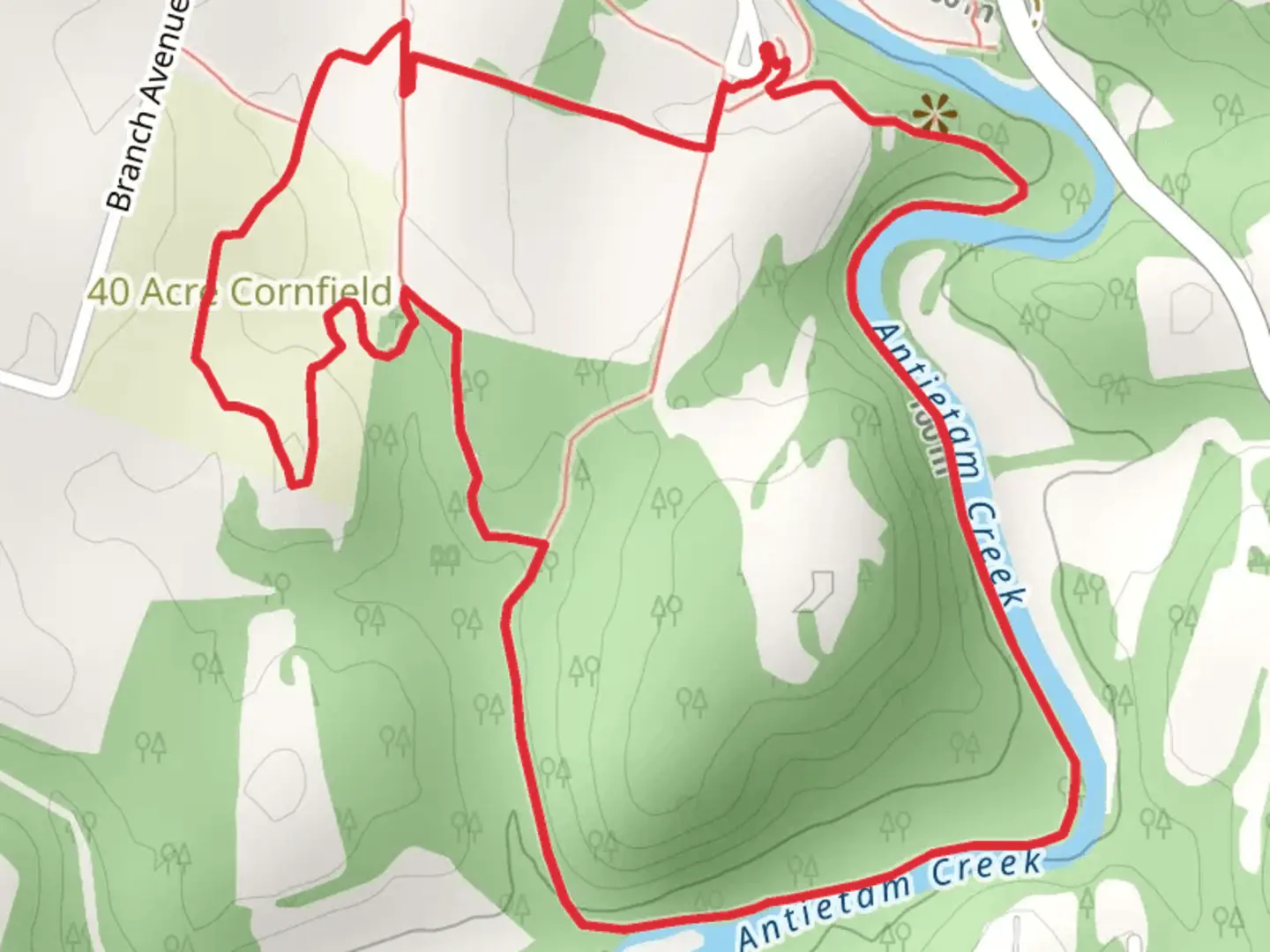 An image depicting the trail Final Attack Trail and Snavely Ford Loop Trail and its surrounding area.