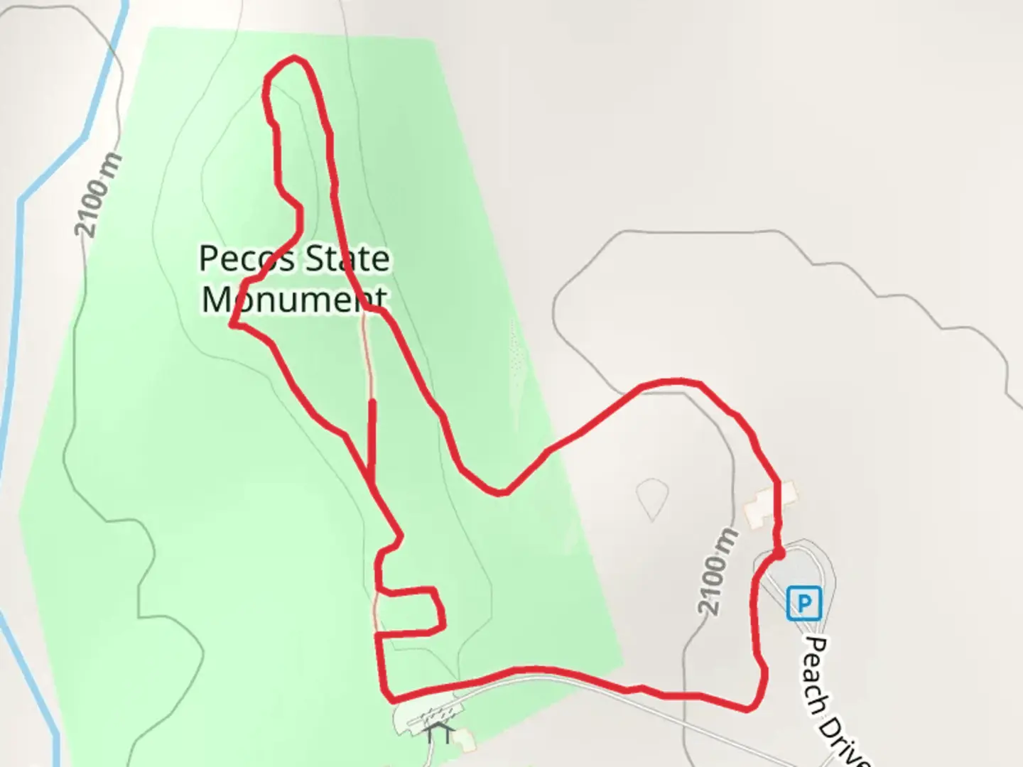 An image depicting the trail Pecos State Monument Loop and its surrounding area.