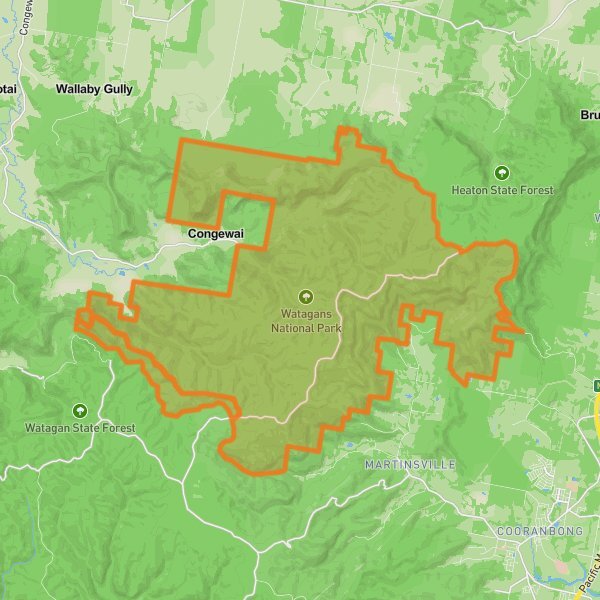 Watagans National Park mobile static map