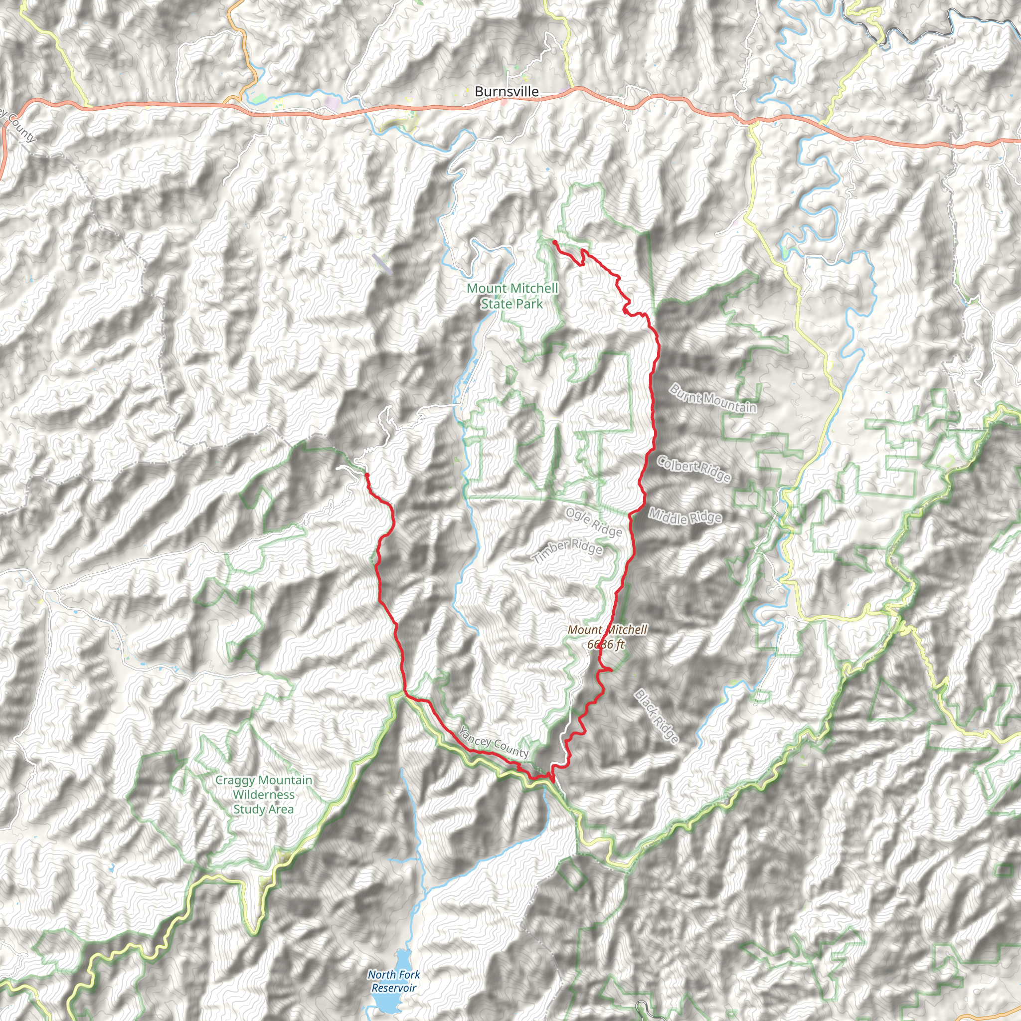 Big Butt and Black Mountain Crest Trail mobile static map