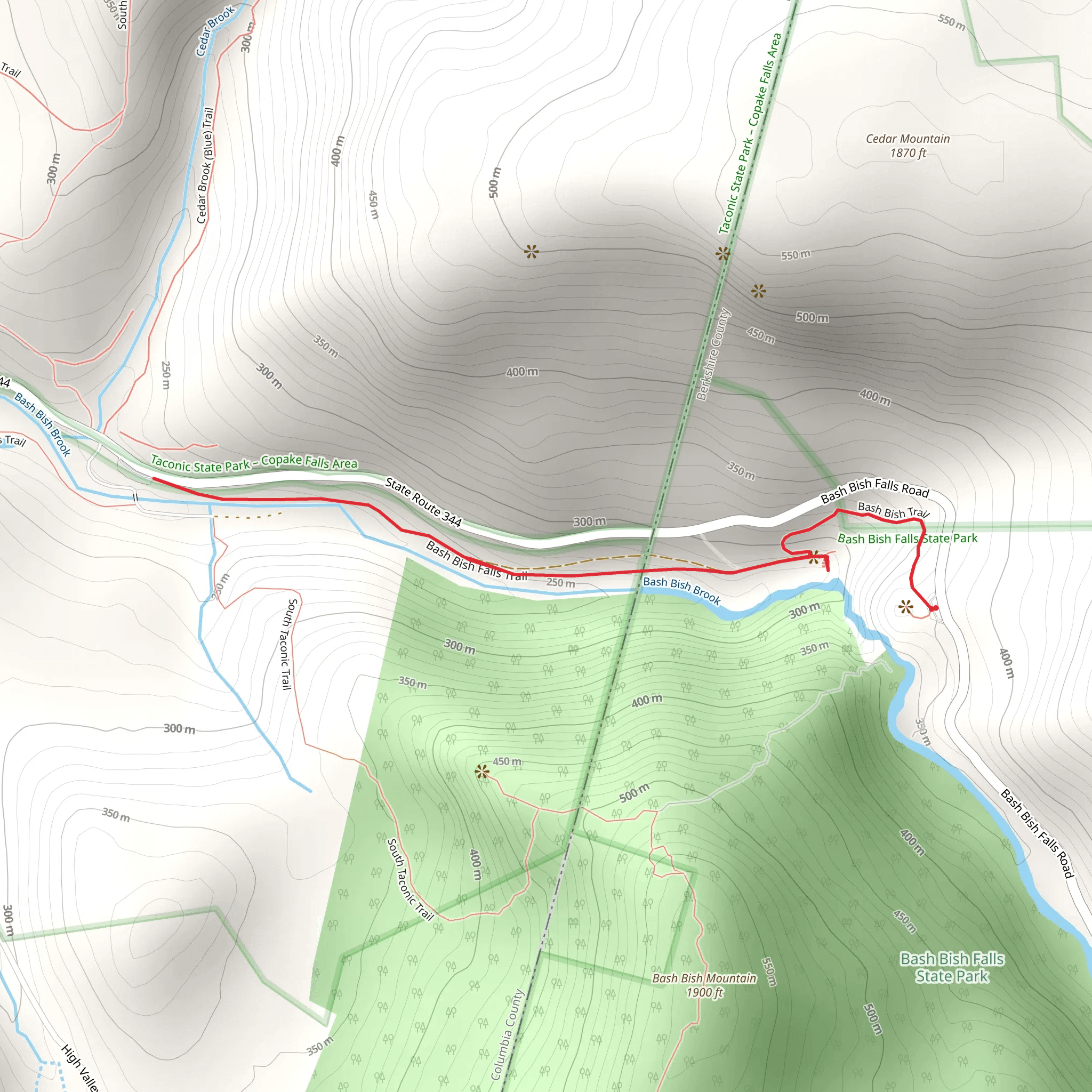 Bash Bish Brook Out and Back mobile static map