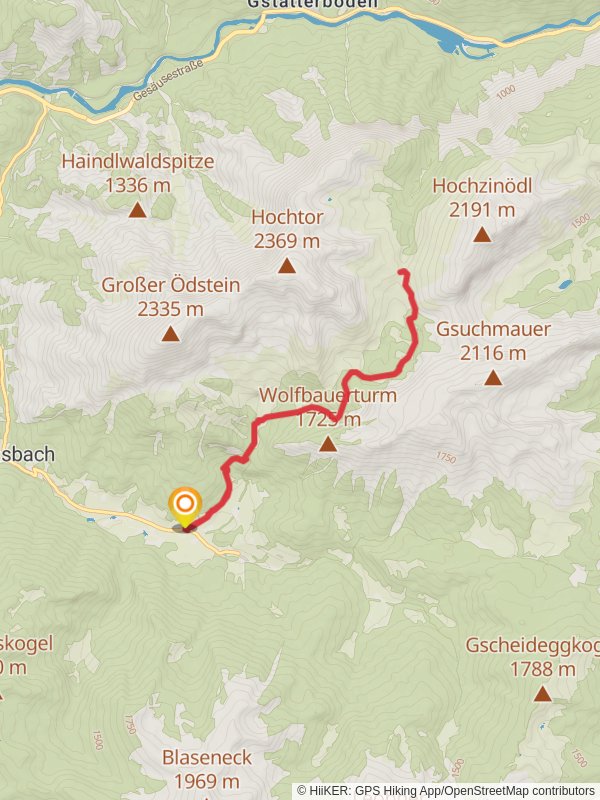 Johnsbach to the Heßhütte Hike mobile static map