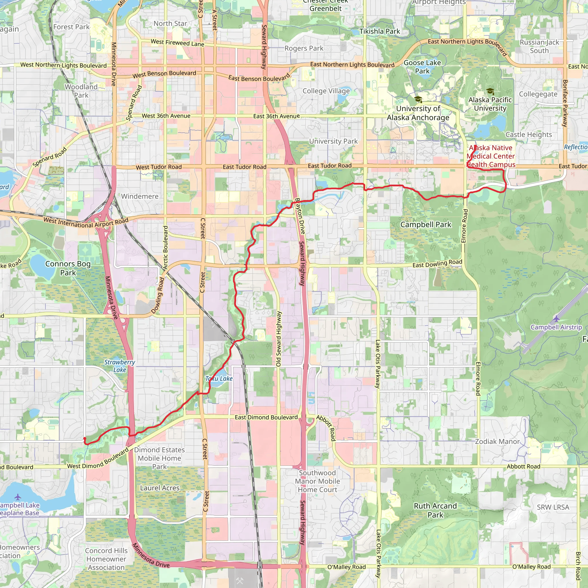 Campbell Creek Trail - University Lake mobile static map