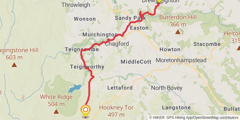 Blue Anchor to Widecombe in Moor via the Two Moors Way stage 10 Map