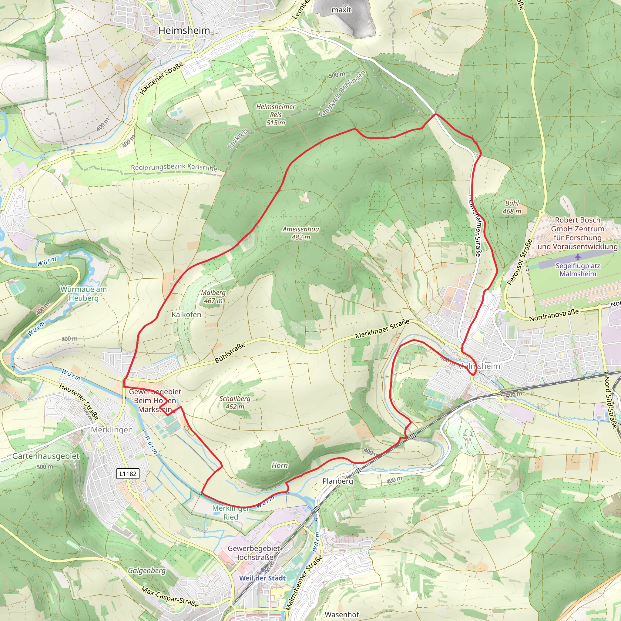Merklingen and Großer Wald Loop mobile static map
