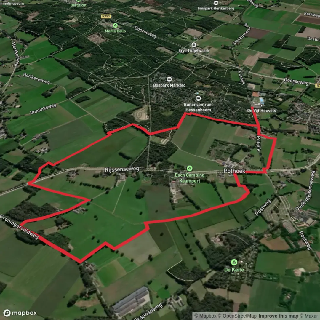 An image depicting the trail Ommetje Goastokpad Pothoek Loop and its surrounding area.