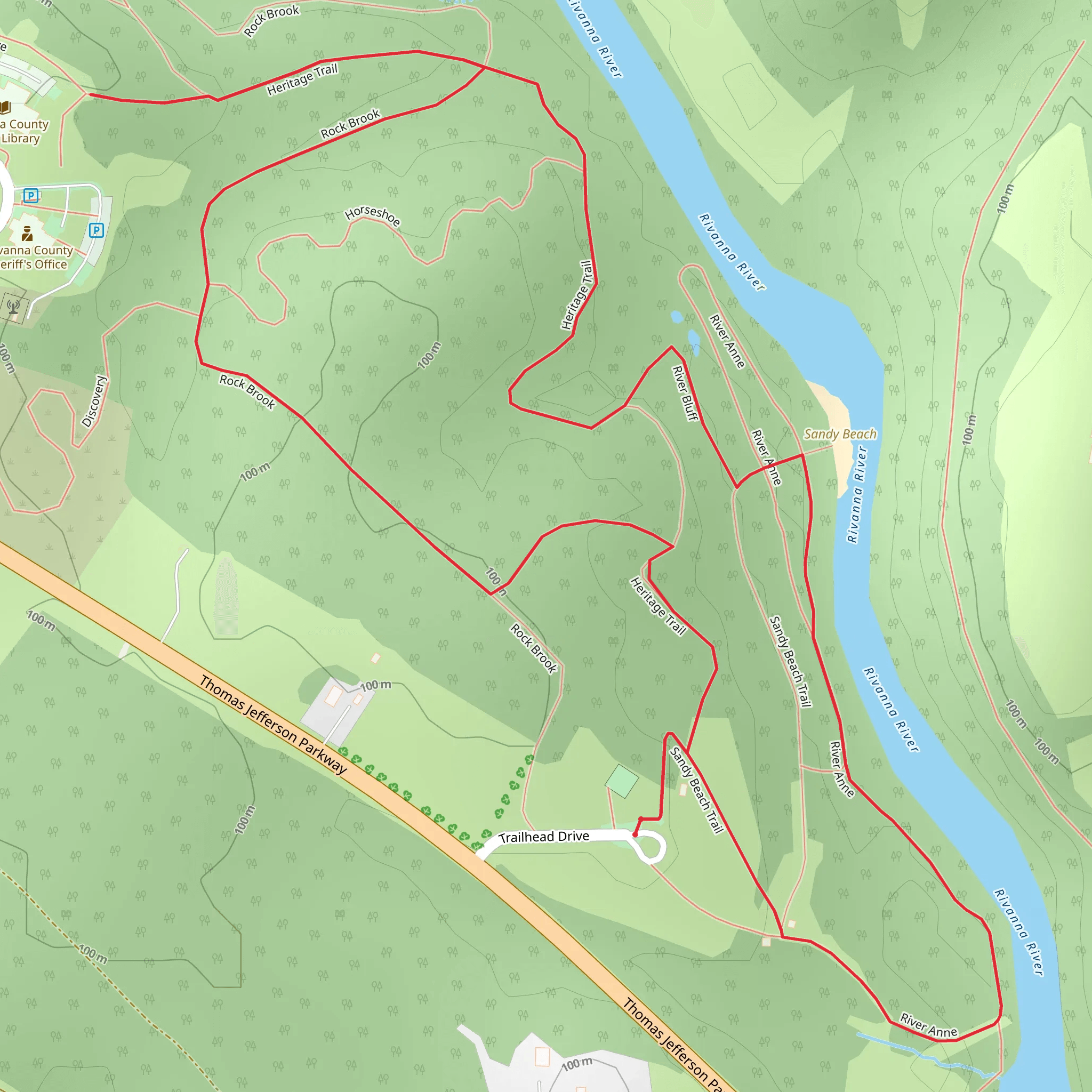 Sandy Beach, Rive Anne and Heritage Loop Trail mobile static map