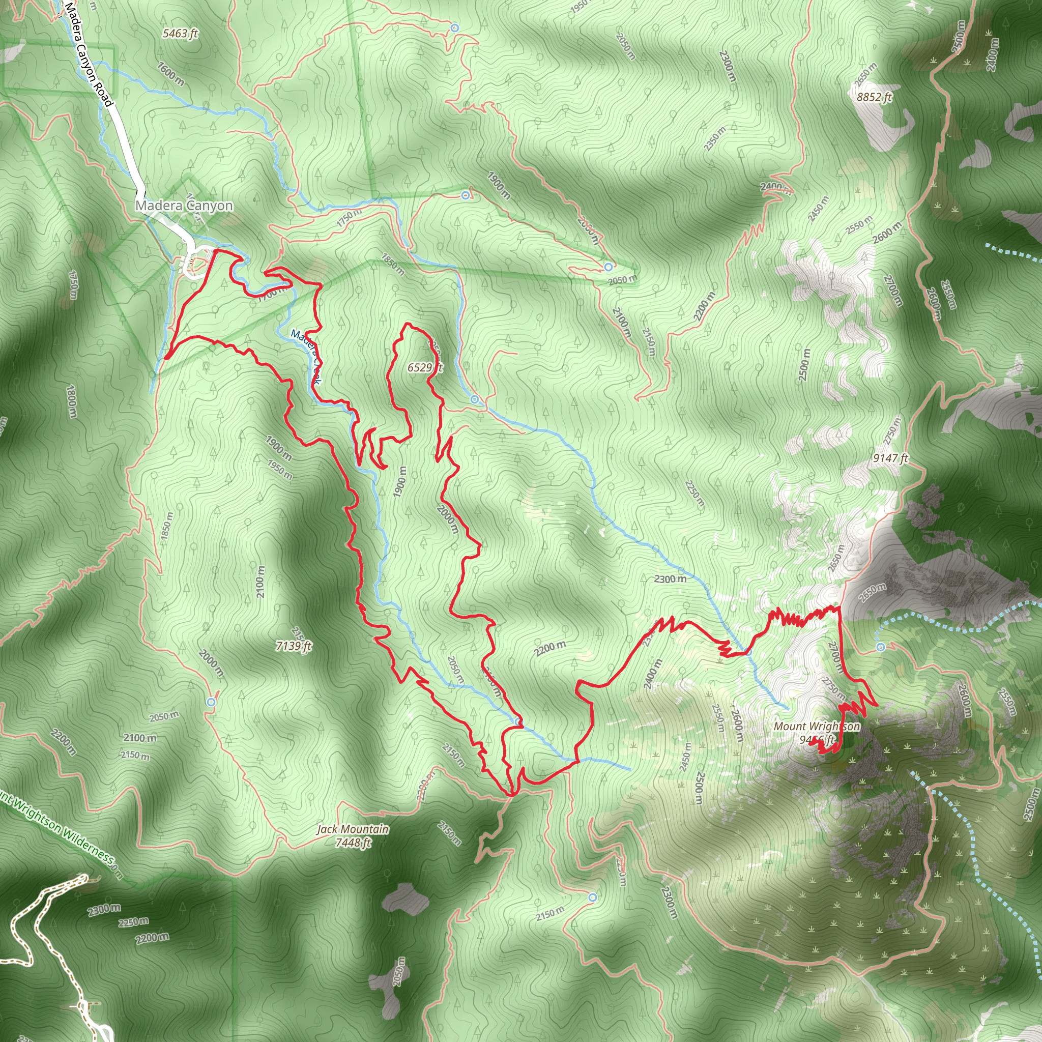 Mount Wrightson via Old Baldy Trail and Super Trail mobile static map