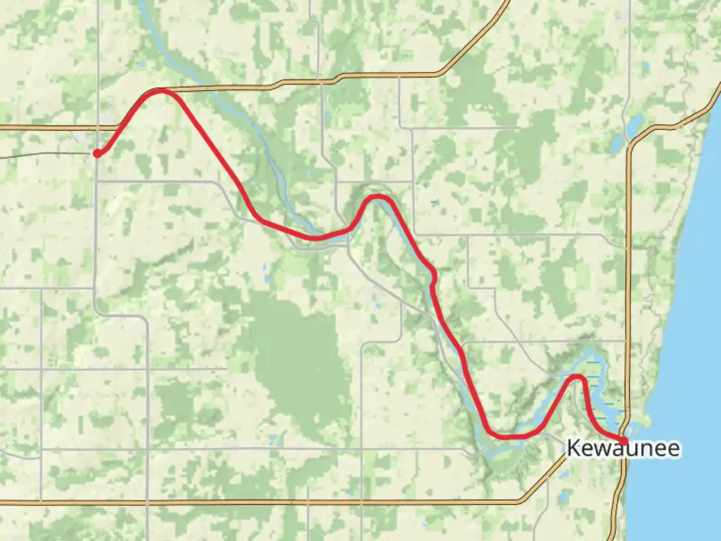 An image depicting the trail Ahnapee State Trail to Kewaunee and its surrounding area.