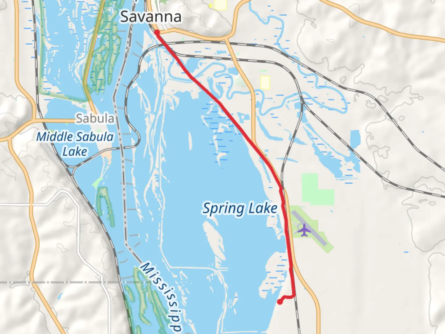 An image depicting the trail Great River Trail - Savanna and its surrounding area.