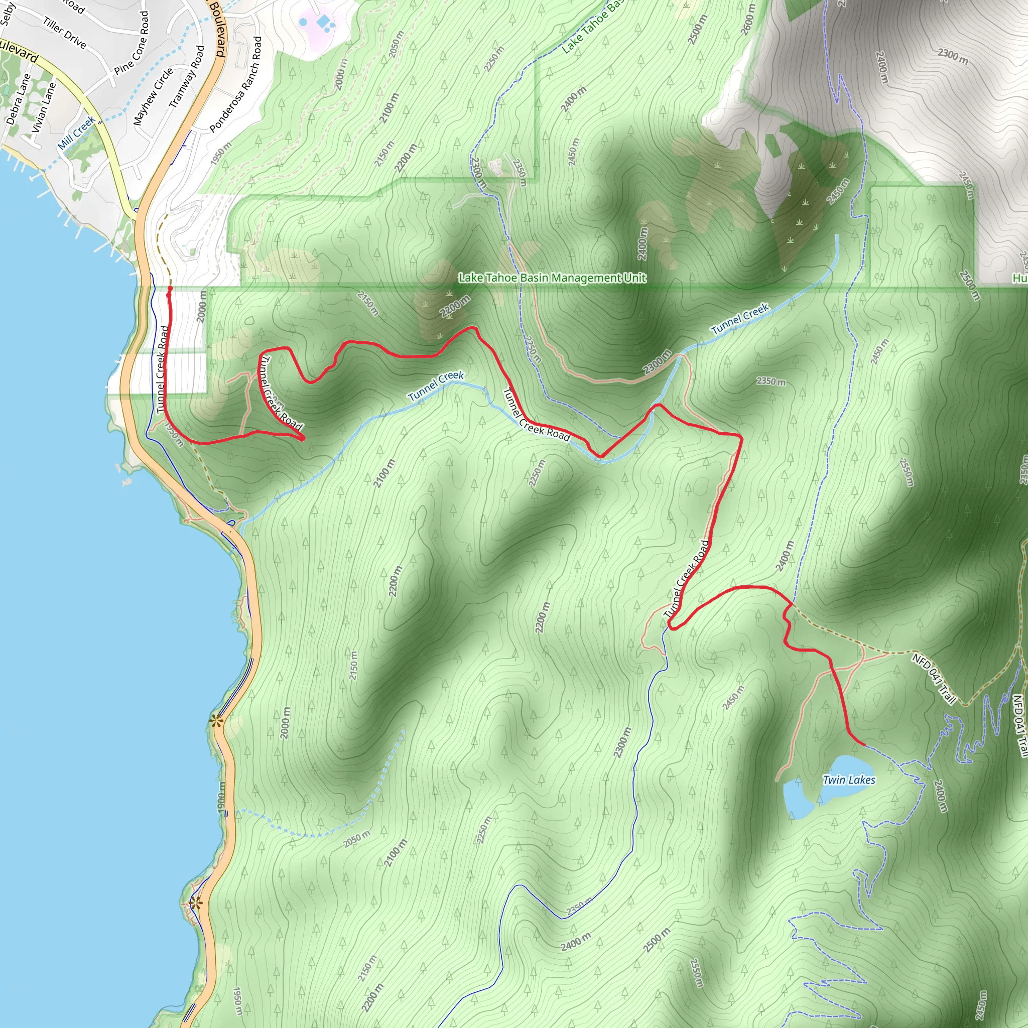 Twin Lakes via Tunnel Creek Road mobile static map
