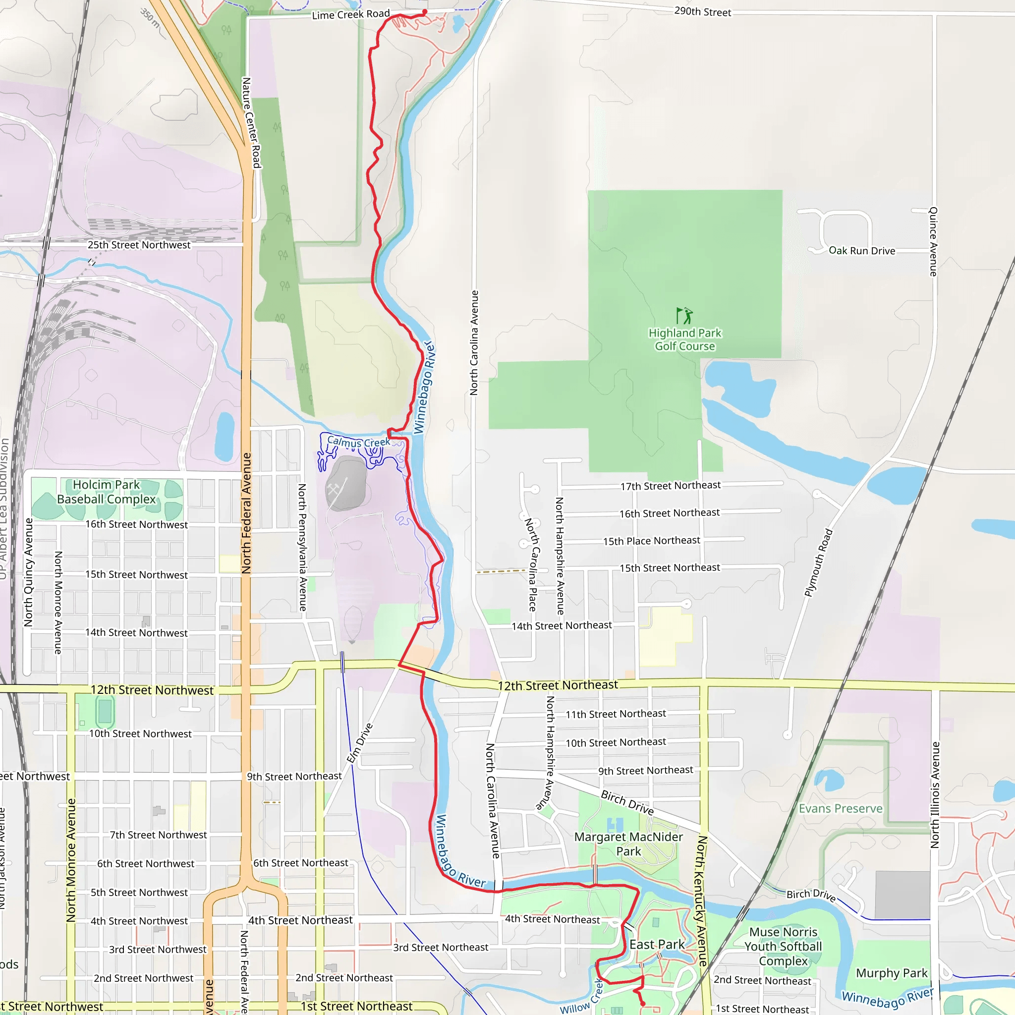 Winnebago River Trail mobile static map