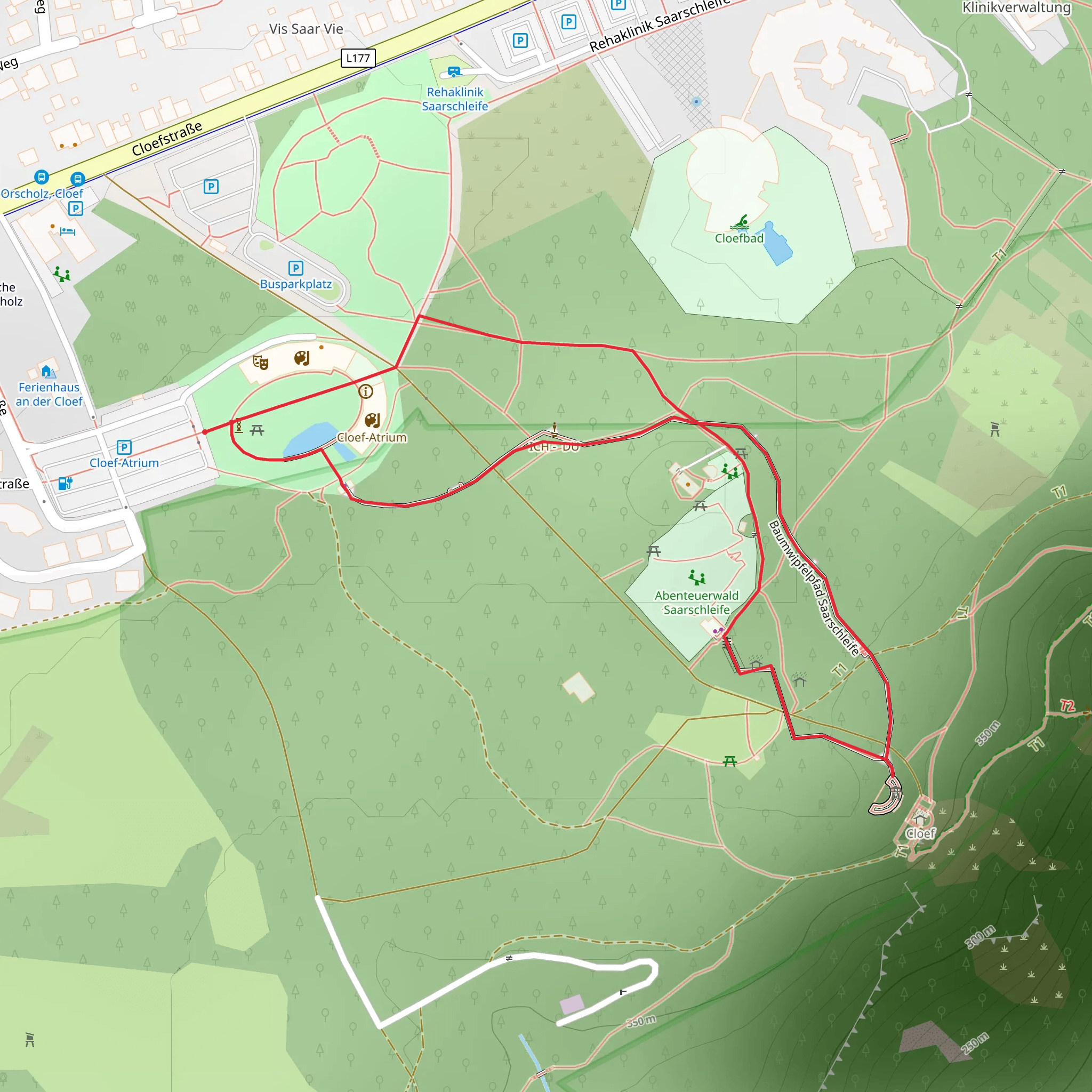 Baumwipfelpfad and Aussichtsturm via Cloepfad mobile static map