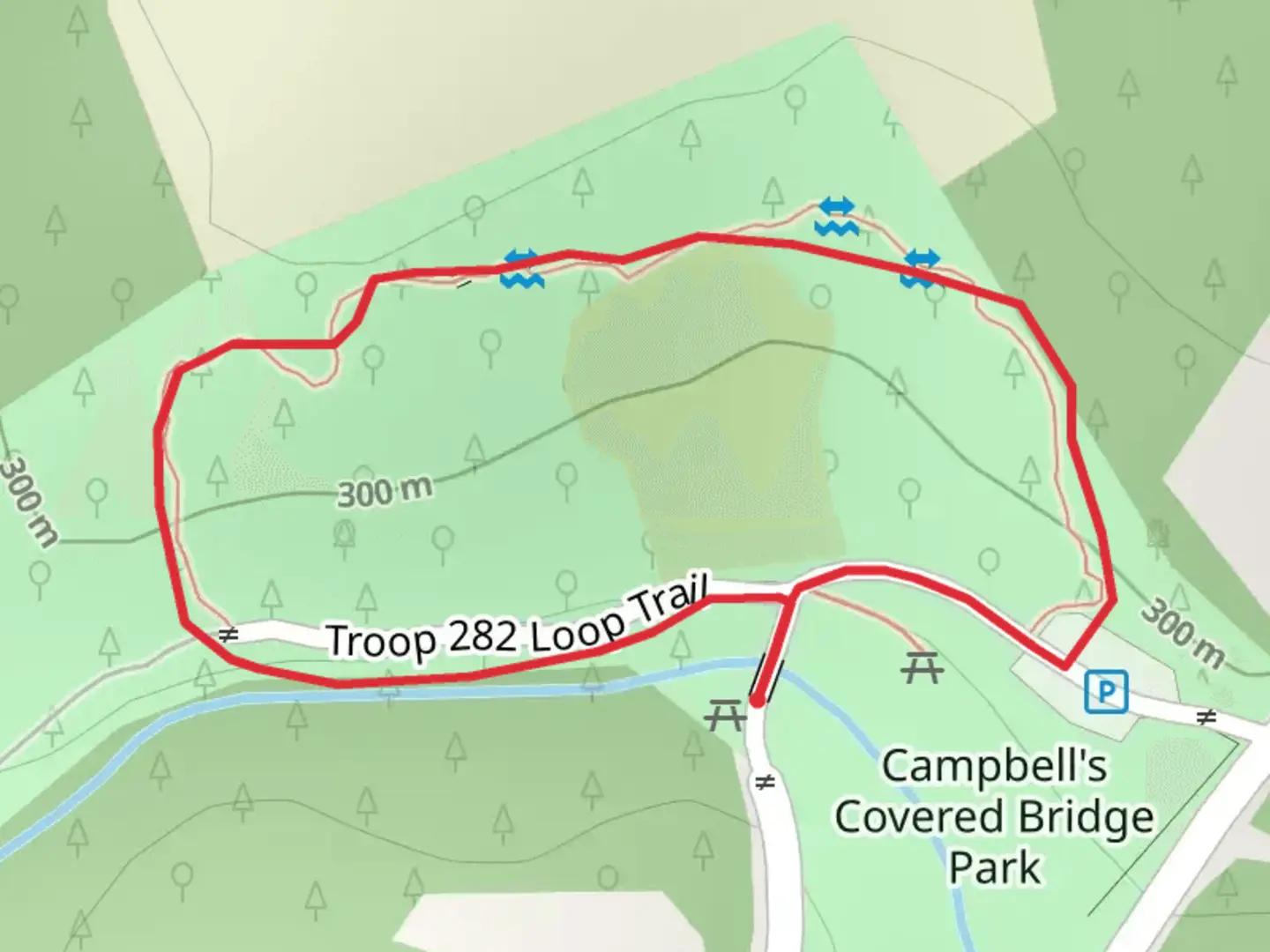 An image depicting the trail Campbell's Covered Bridge Park Loop and its surrounding area.
