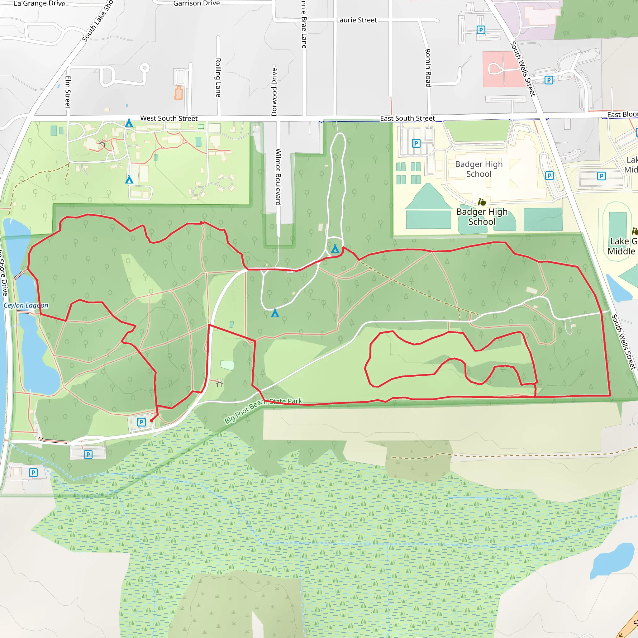 Big Foot Beach State Park Loop mobile static map