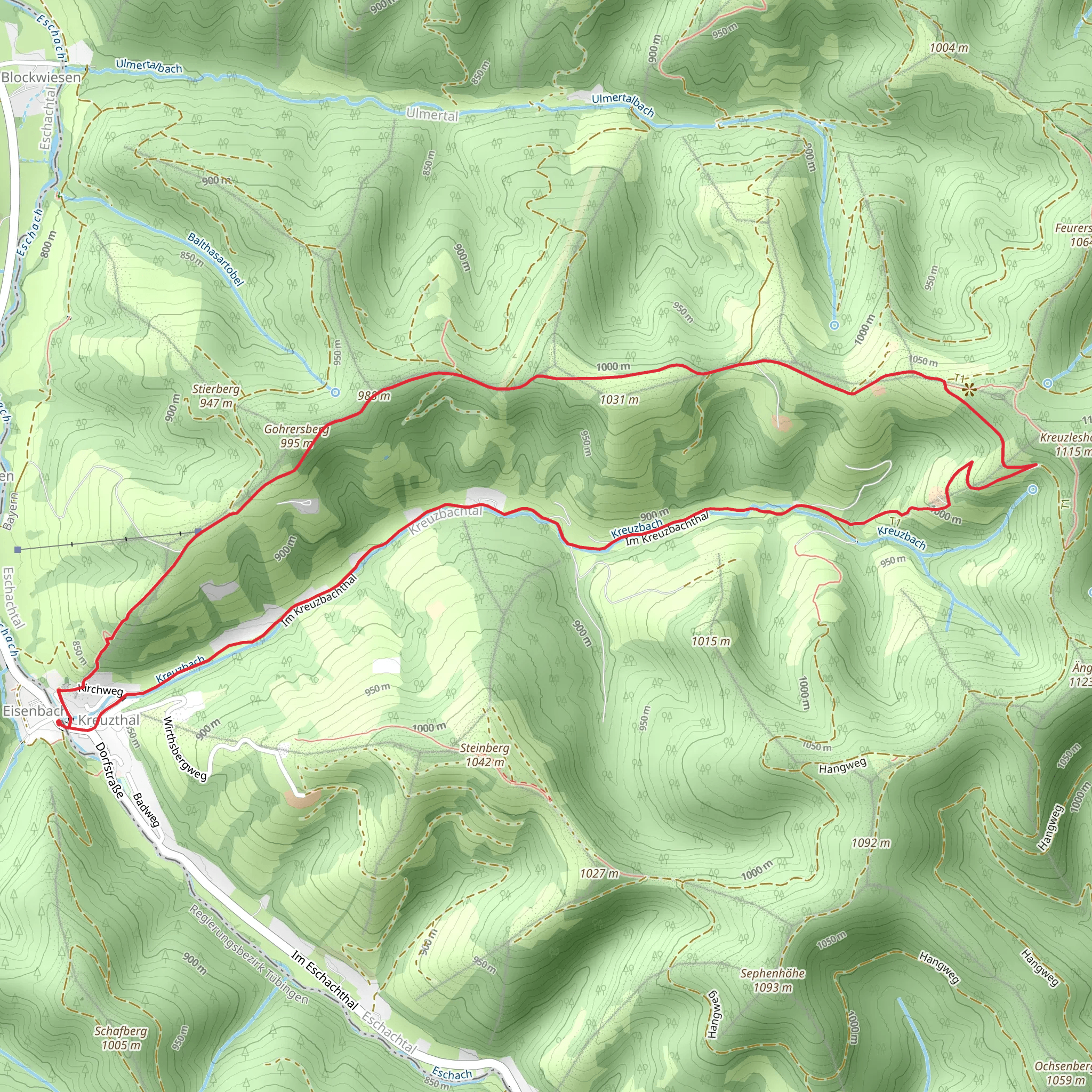 Kreuzbach via Adelegg Wandergebiet mobile static map