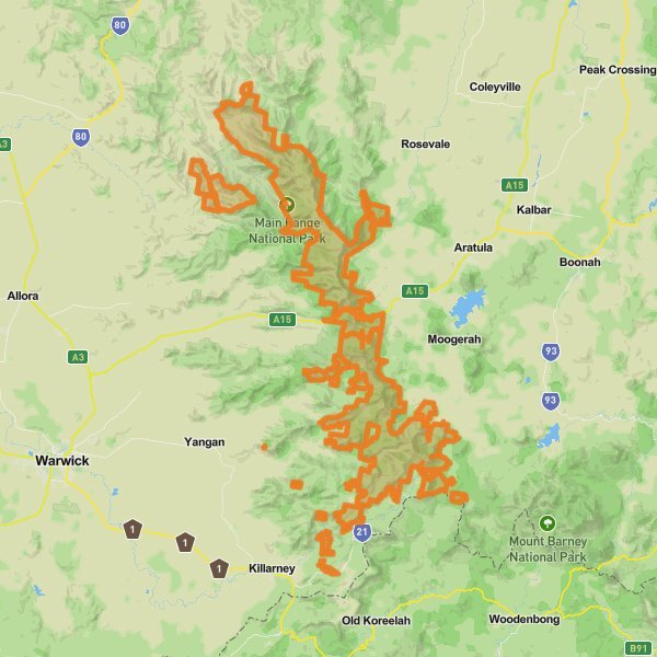 Main Range National Park mobile static map