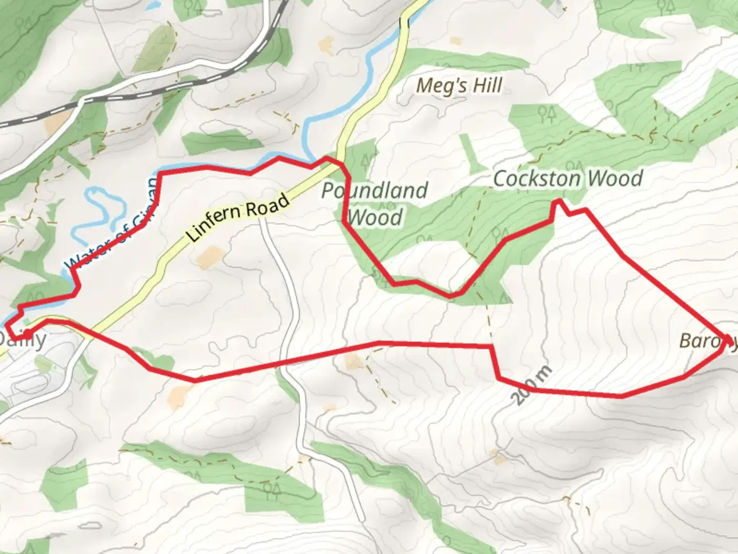 An image depicting the trail BARONY HILL From Dailly and its surrounding area.