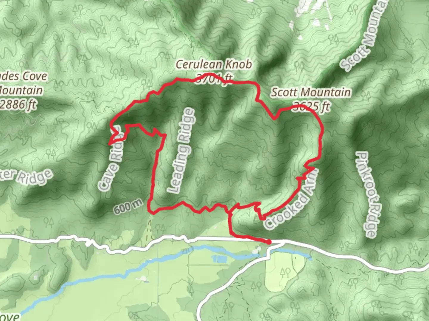 An image depicting the trail Indian Grave Gap Trail and Crooked Arm Ridge Loop and its surrounding area.