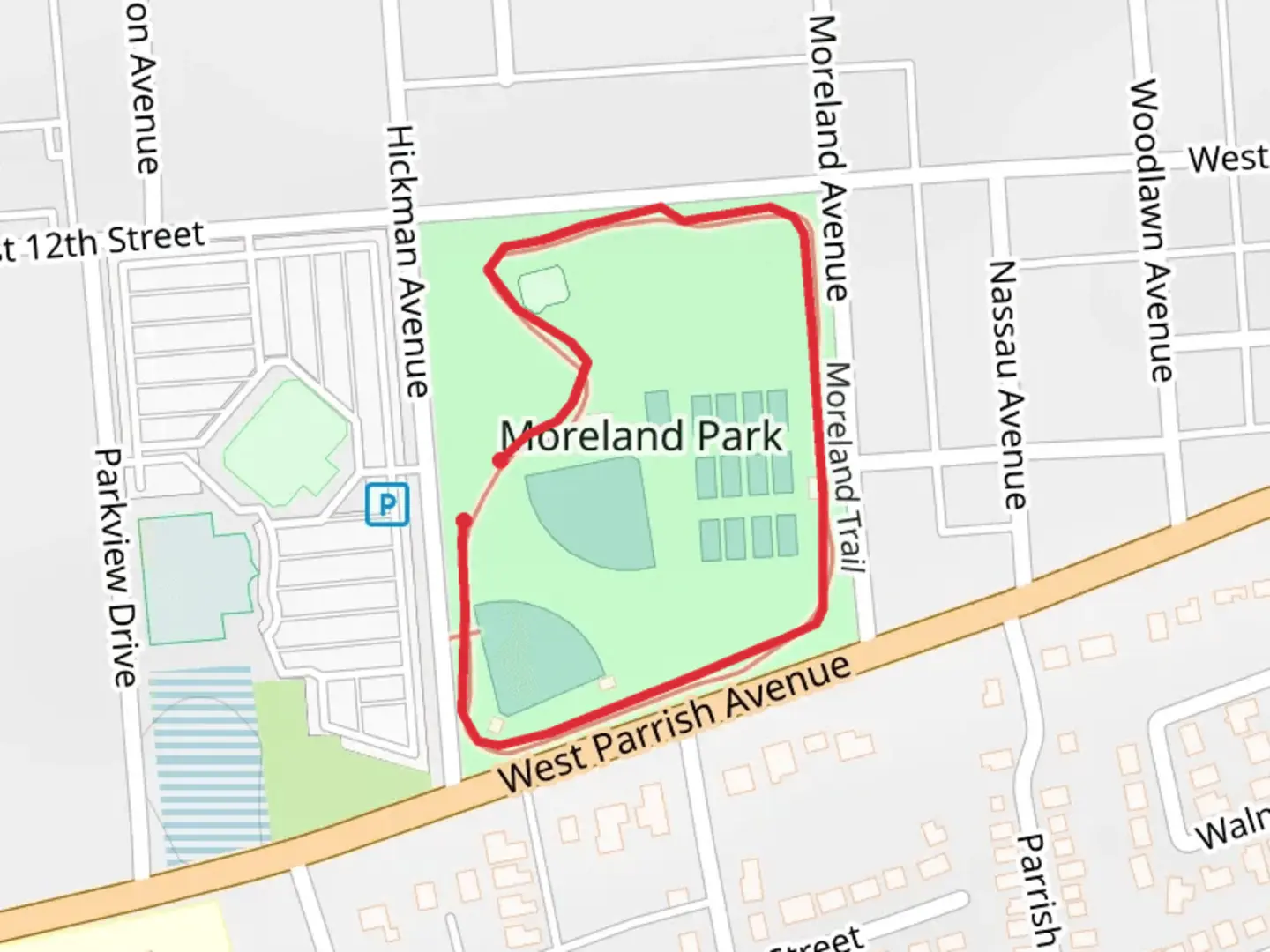 An image depicting the trail Moreland Loop and its surrounding area.