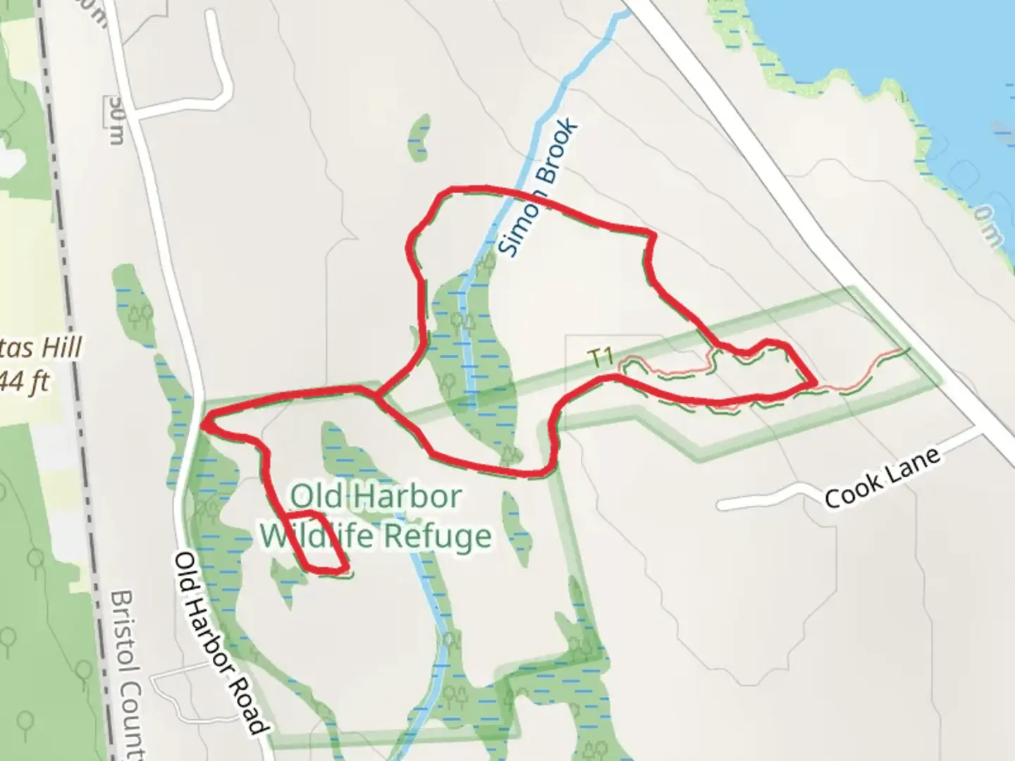 An image depicting the trail Simon Brook Loop and its surrounding area.
