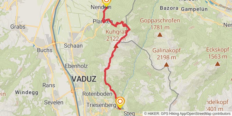 Liechtensteiner Panoramaweg stage 2 Map