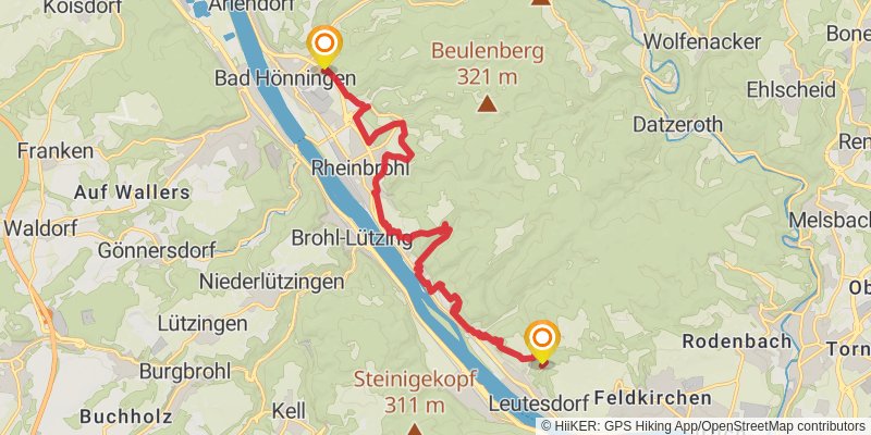 Rheinsteig stage 14 Map