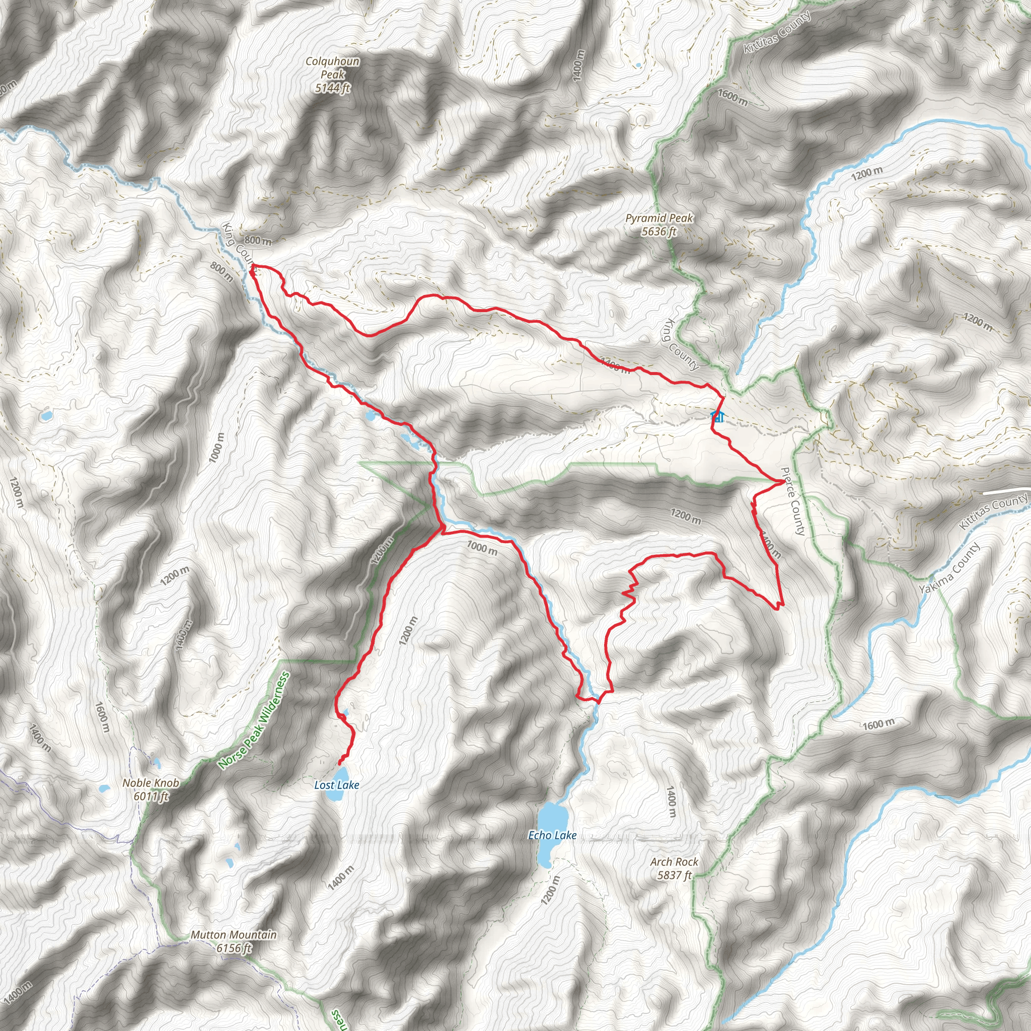 Greenwater Lakes, Lost Lake and Maggie Creek Loop Trail mobile static map