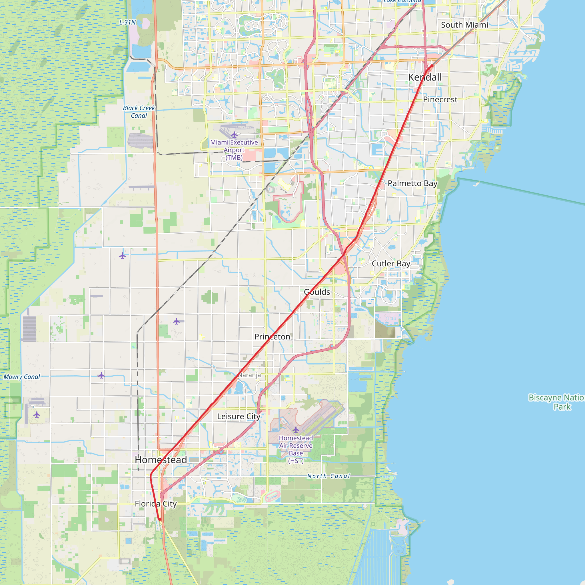 South Dade Trail mobile static map