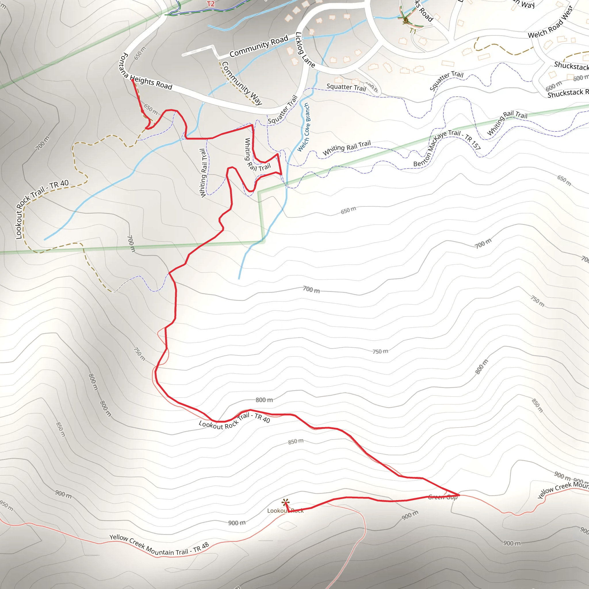 Lookout Rock Trail mobile static map