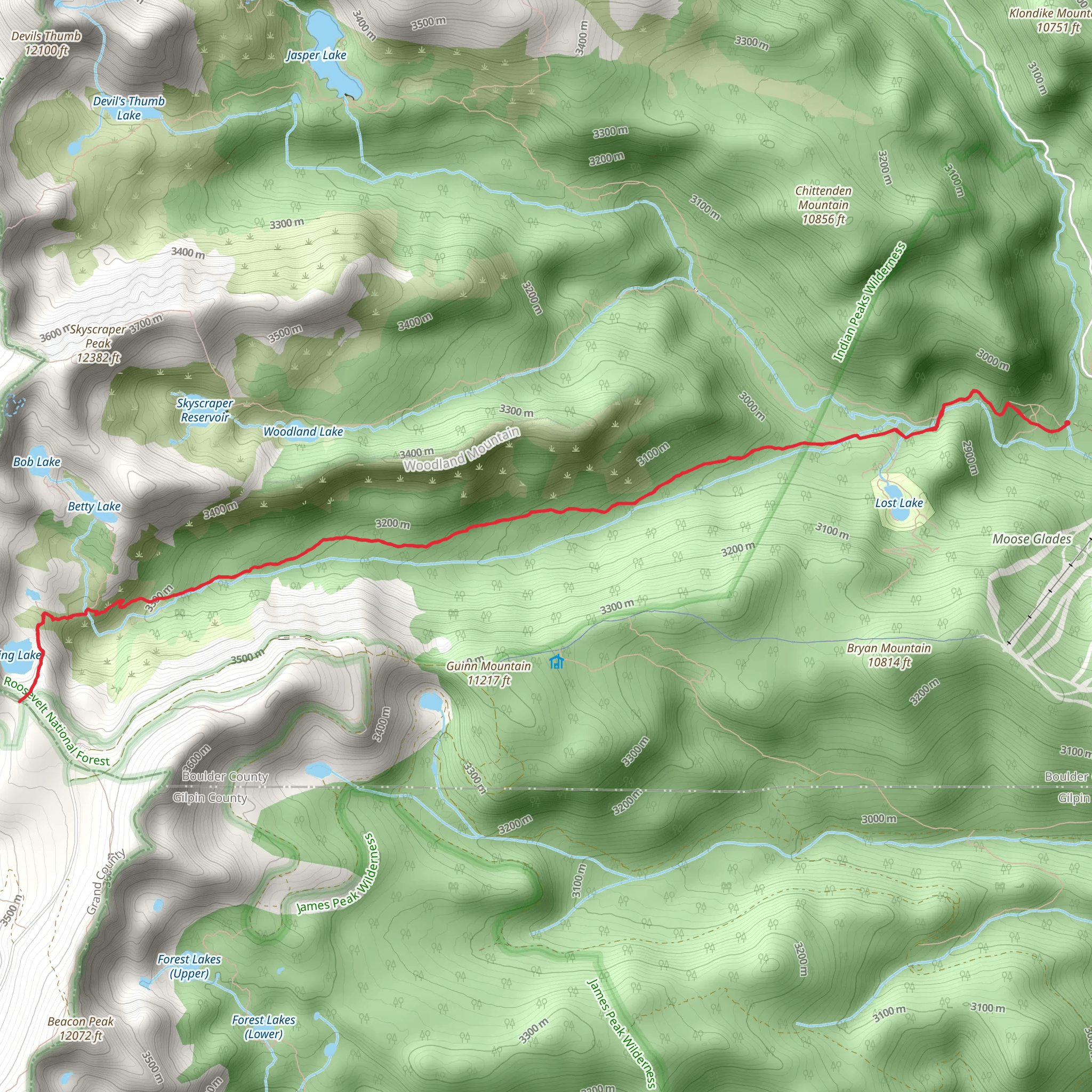 King Lake via Devil's Thumb Trail mobile static map