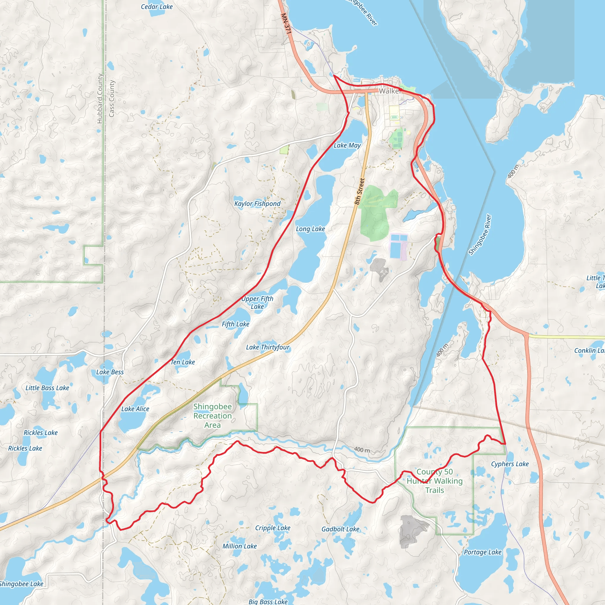 Shingobee Trail, Paul Bunyan Trail and Heartland Trail Loop mobile static map
