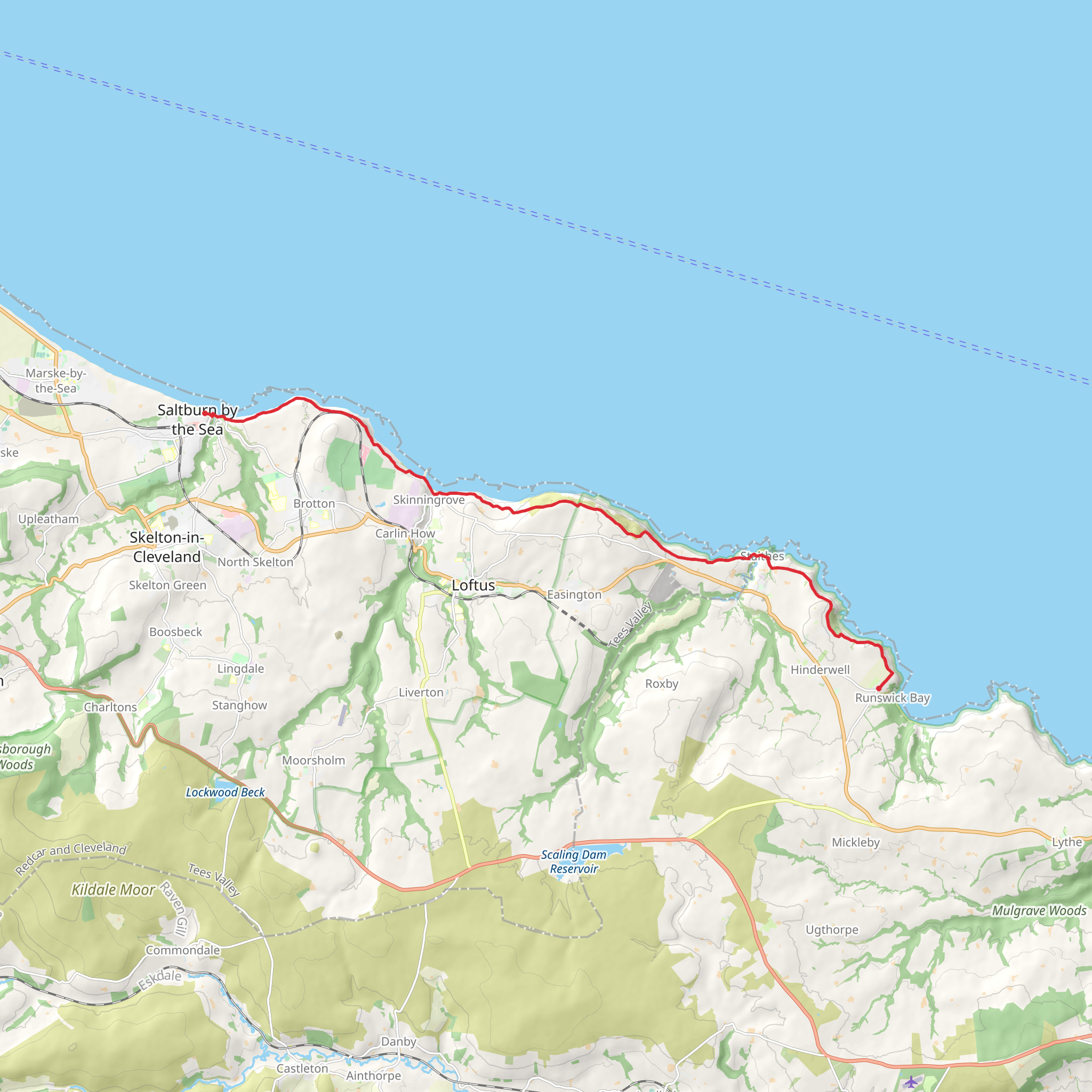 Runswick Bay - Port Mulgrave - Staithes - Skinningrove and Saltburn by the Sea mobile static map