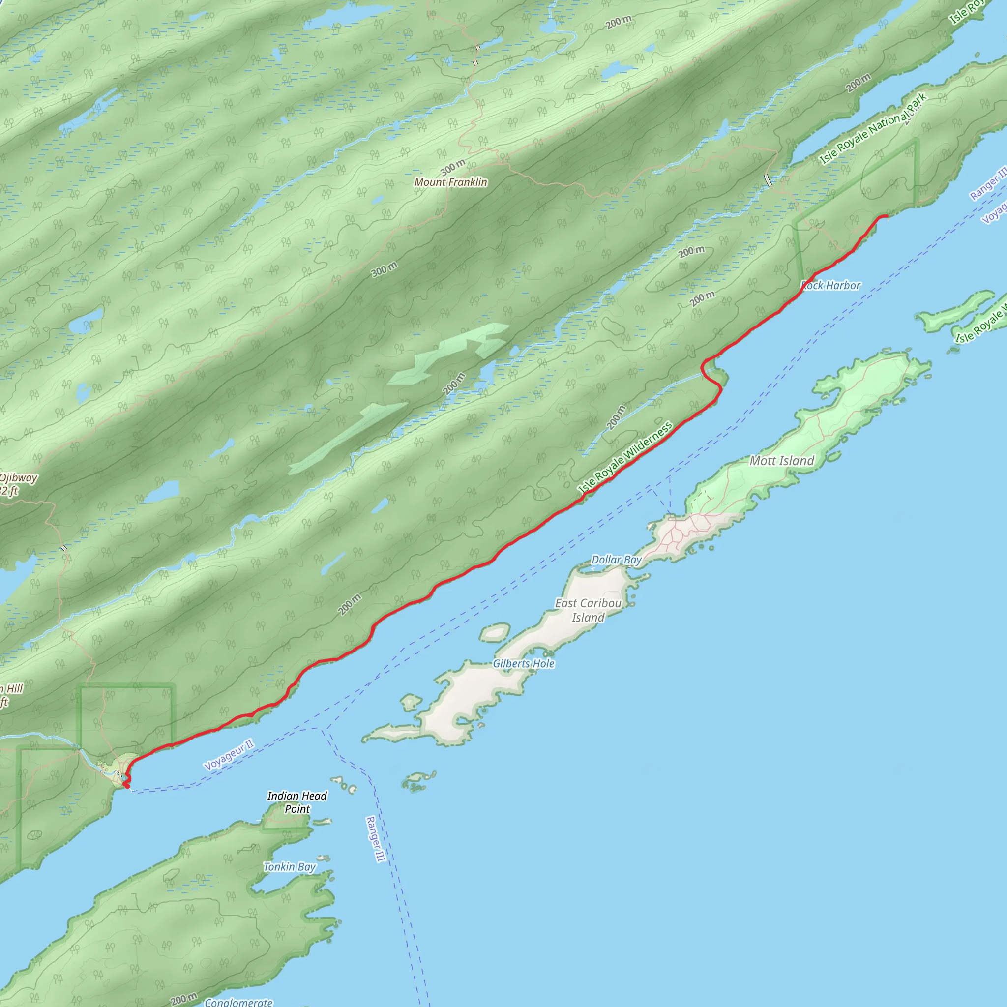 Rock Harbor Trail from Daisy Farm Campground mobile static map