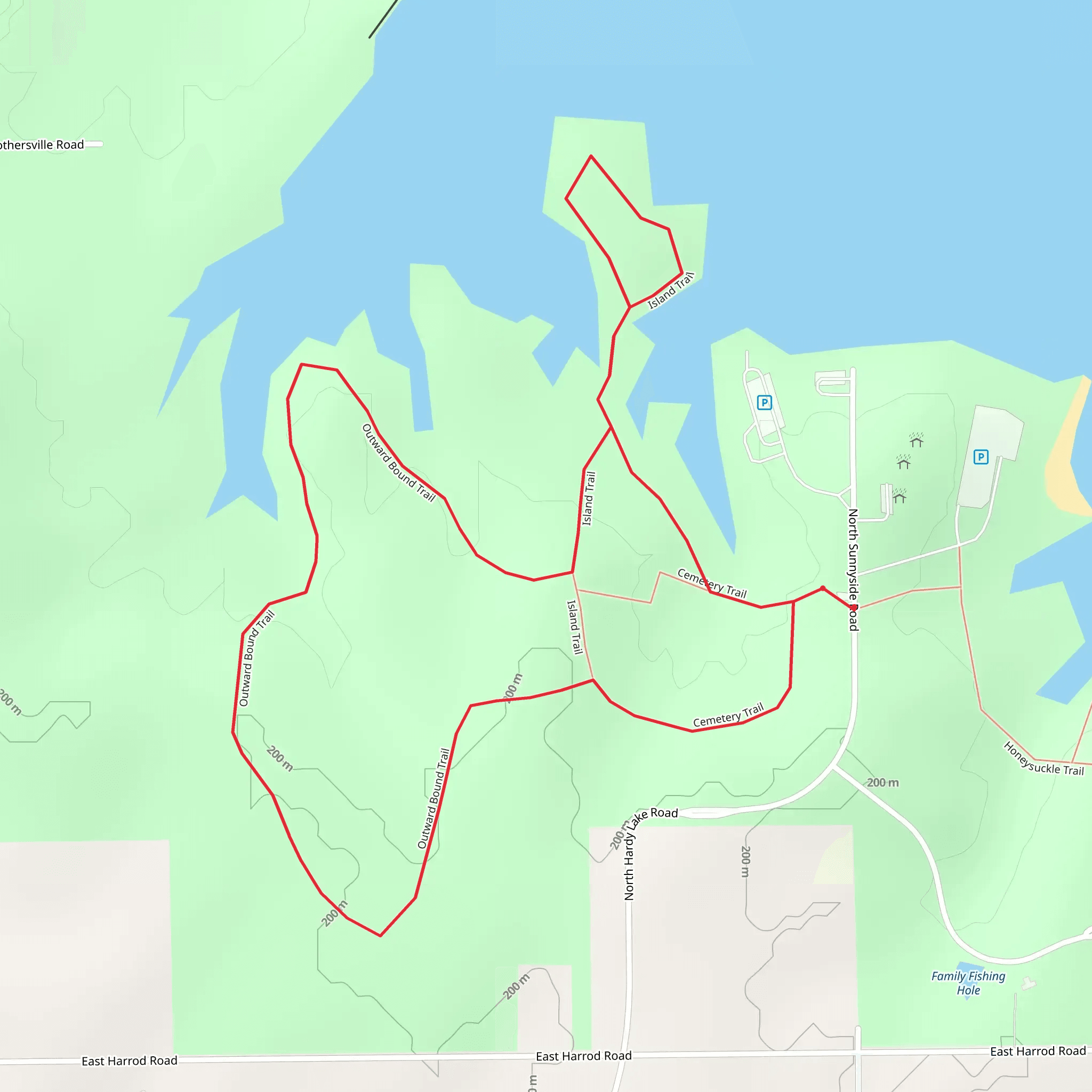 Island Trail and Outward Bound Loop Trail mobile static map