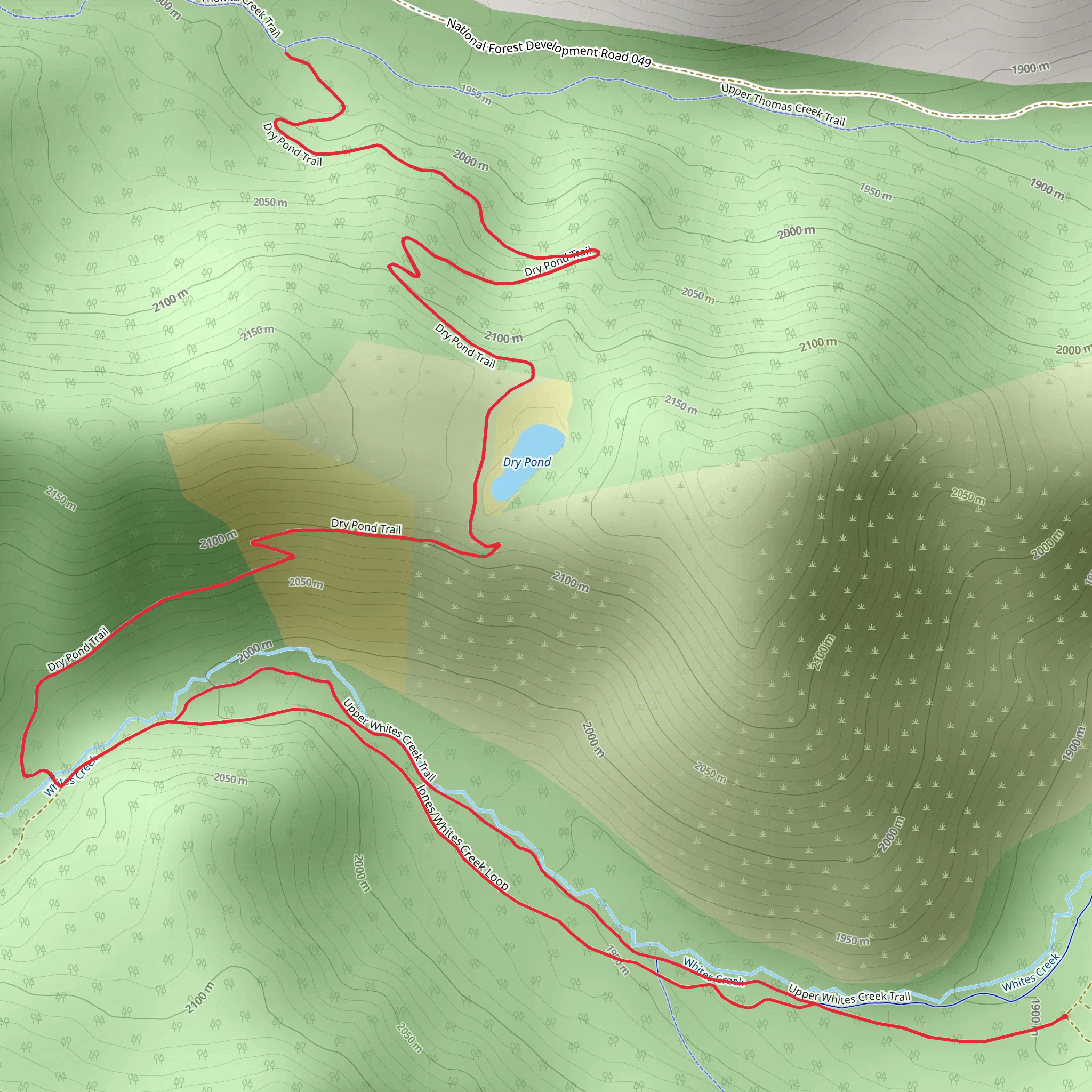Upper Whites Creek and Dry Pond Trail mobile static map