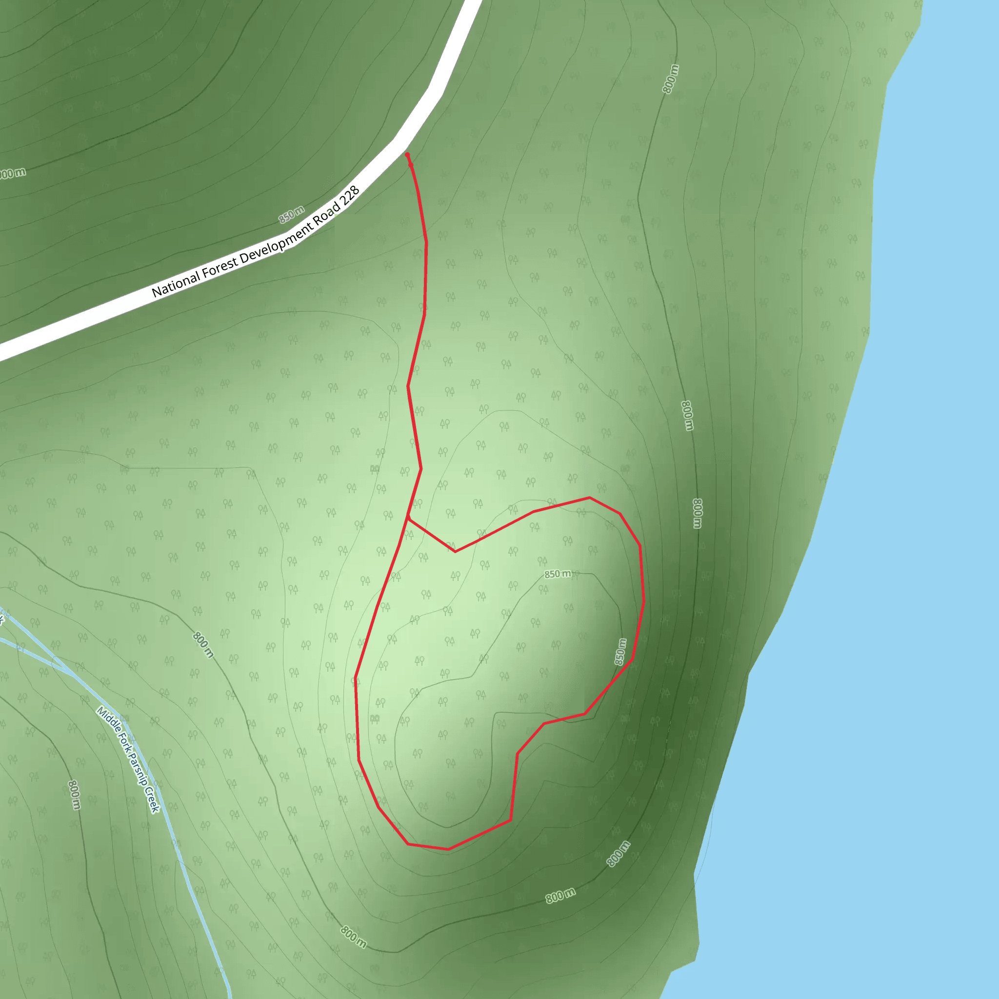 Parsnip Overlook Trail mobile static map