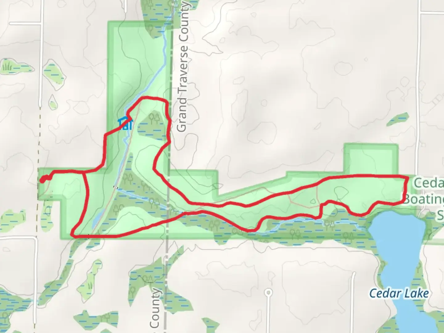 An image depicting the trail Cedar Run Loop and its surrounding area.