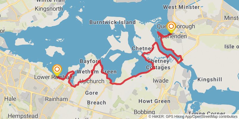 Camber to Dartford Station Walk via England Coast Path stage 12 Map