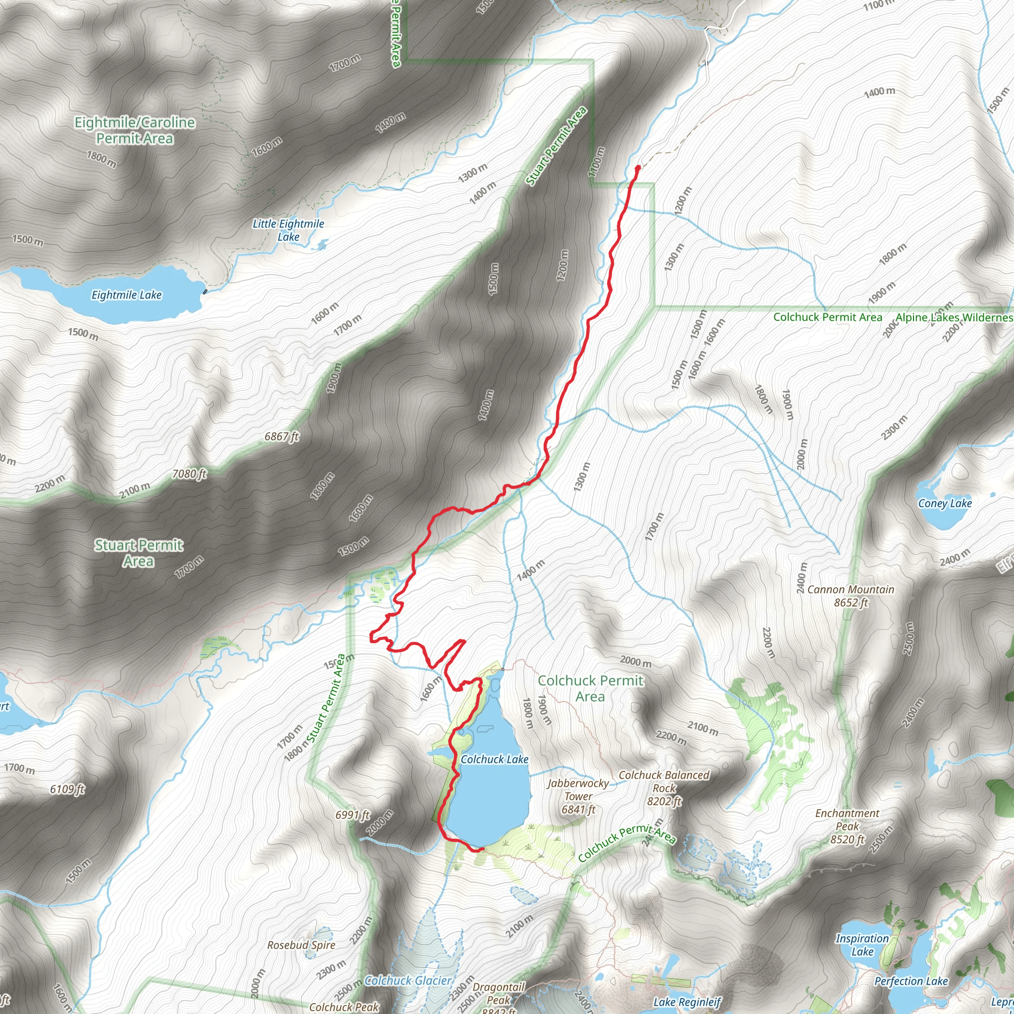 Colchuck Lake Trail mobile static map
