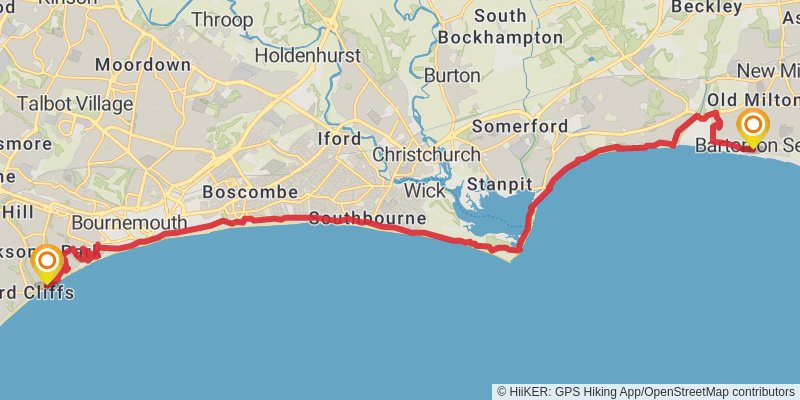 Bournemouth Coast Path via Solent Way stage 2 Map